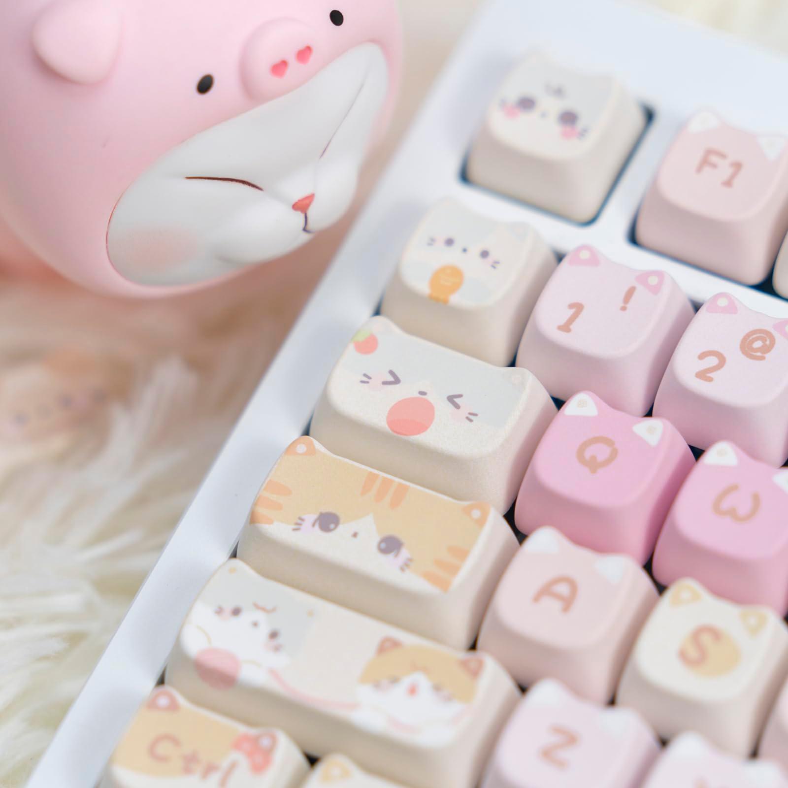 KiiBoom x Maorbeng Meow Meow Squad Keycaps Set, Dye-Sublimation PBT, Mao Profile, 142 Keys Custom Keycaps for ANSI Layout, MX Switches Mechanical Gaming Keyboard - Image 4