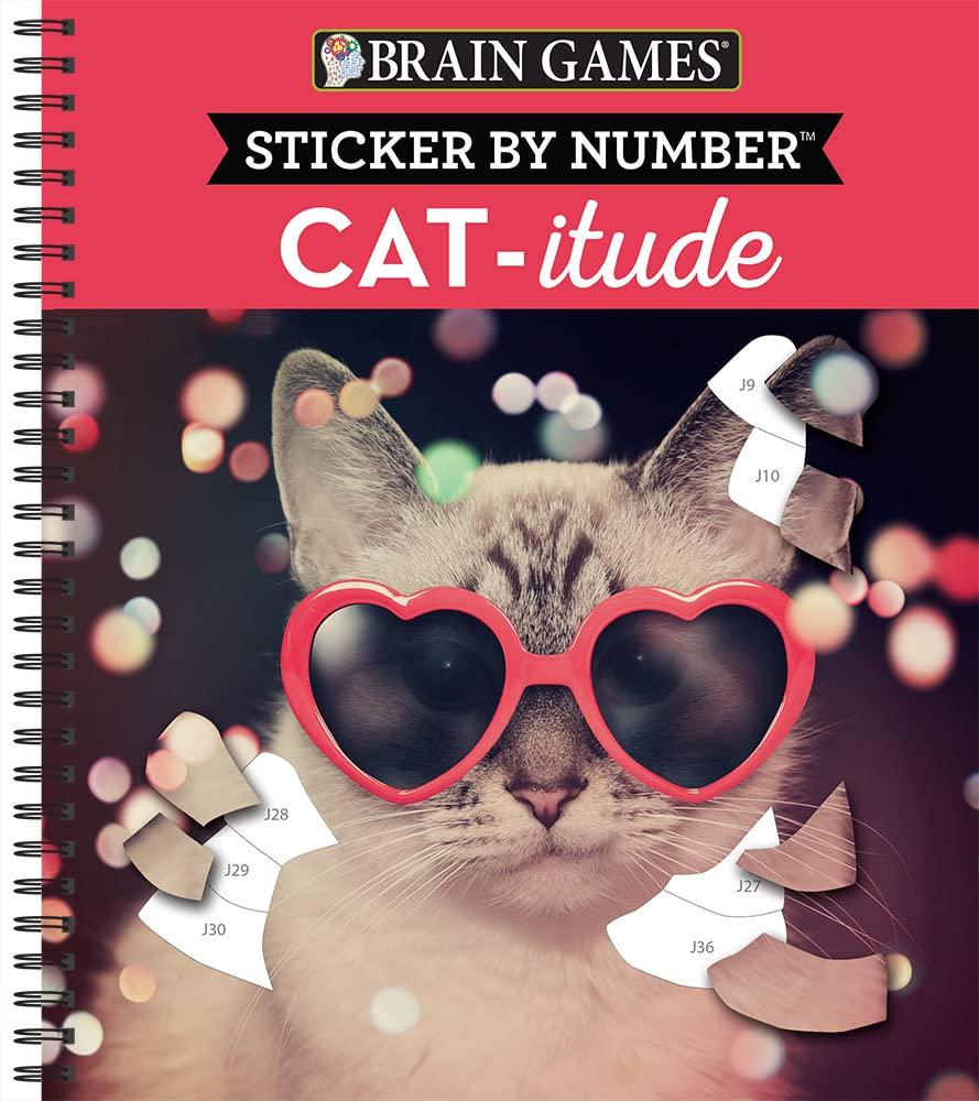 Brain Games - Sticker by Number: Cat-itude (25 Images to Sticker)