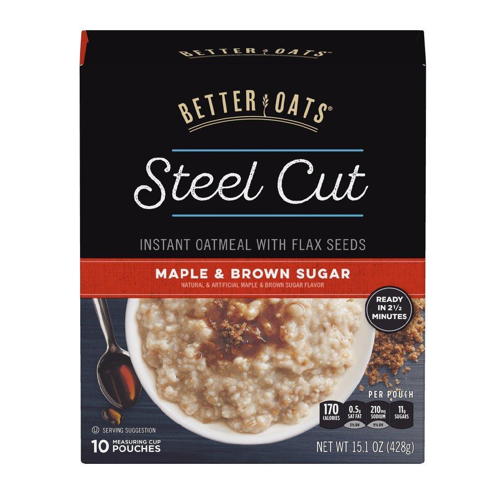 Better Oats Maple and Brown Sugar Steel Cut Oatmeal Packets, Instant Oatmeal Packets with Steel Cut Oats and Flax Seeds, Ready in 2.5 Minutes, Maple Brown Sugar Flavor, Pack of 6, 15.1 OZ Pack - Image 6