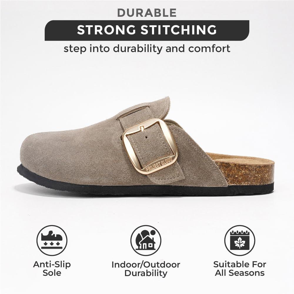 Project Cloud Genuine Leather Clogs for Women Shoes - Memory Foam Insole, Non-Slip & Natural Cork Footbed Womens Clogs and Mules 2025 (Manchester) - Image 3