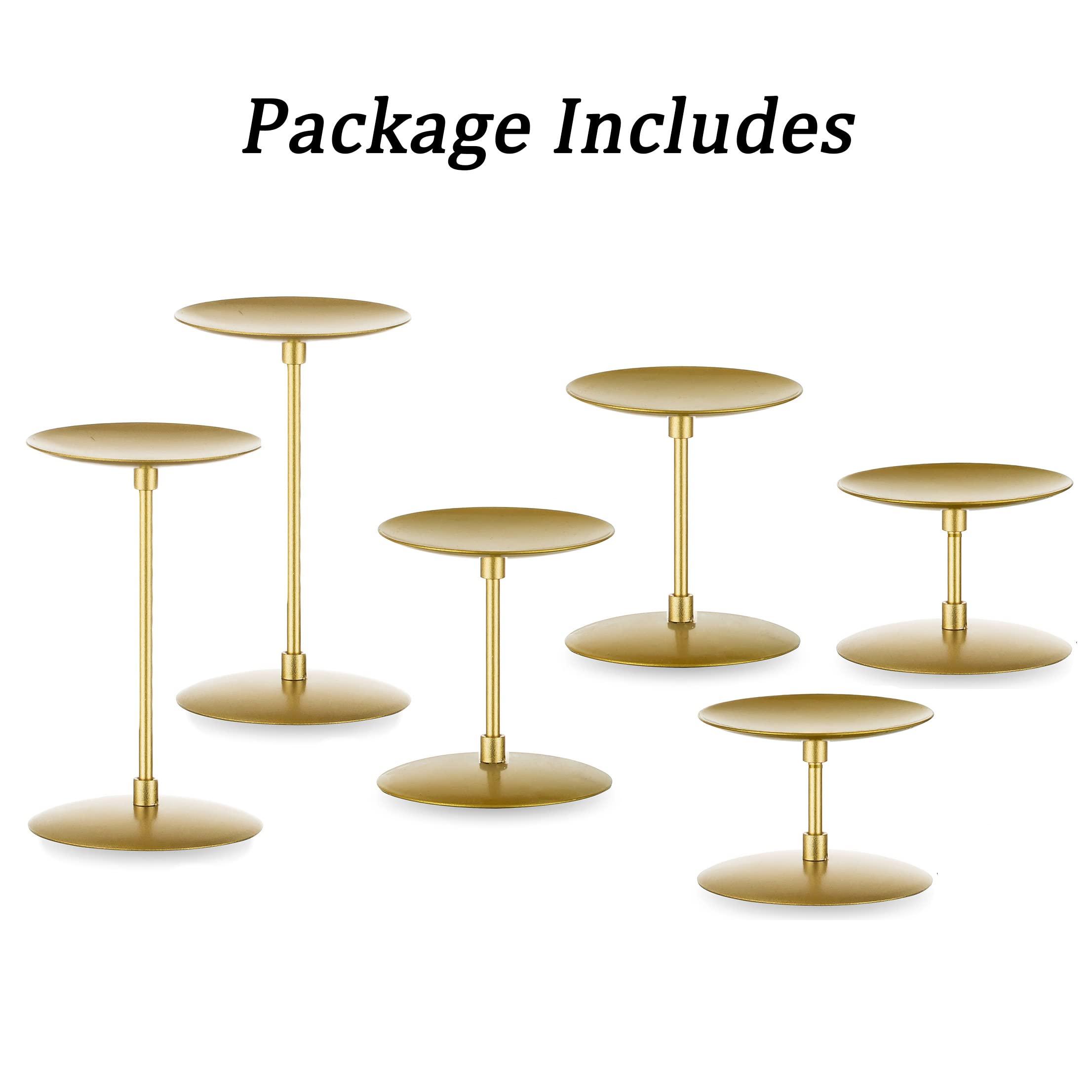 Pillar Candle Holders Candle Plates - Set of 6 Candelabra Candle Stand Iron Plate Minimalism Modern Home Mantel Dinning Table Christmas Decorations Centerpiece for Wedding, Party, Events, Gold - Image 6