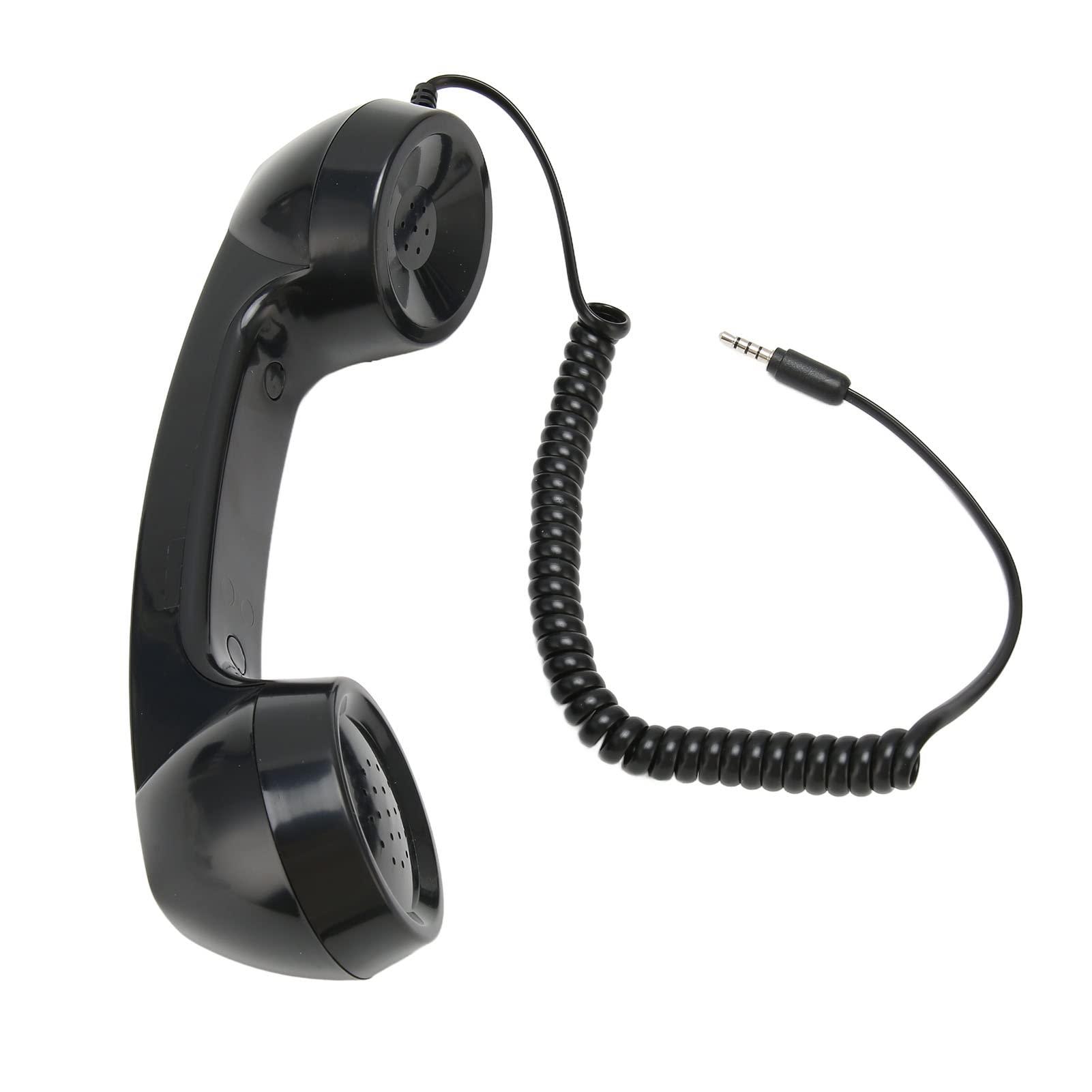 Retro Phone Handset, Radiation Proof Handheld Cell Phone Receiver, Handheld Receiver with Volume Controlfor Mobile Phones for Smartphones and PC with 3.5mm Headphone Jack (Black) - Image 2
