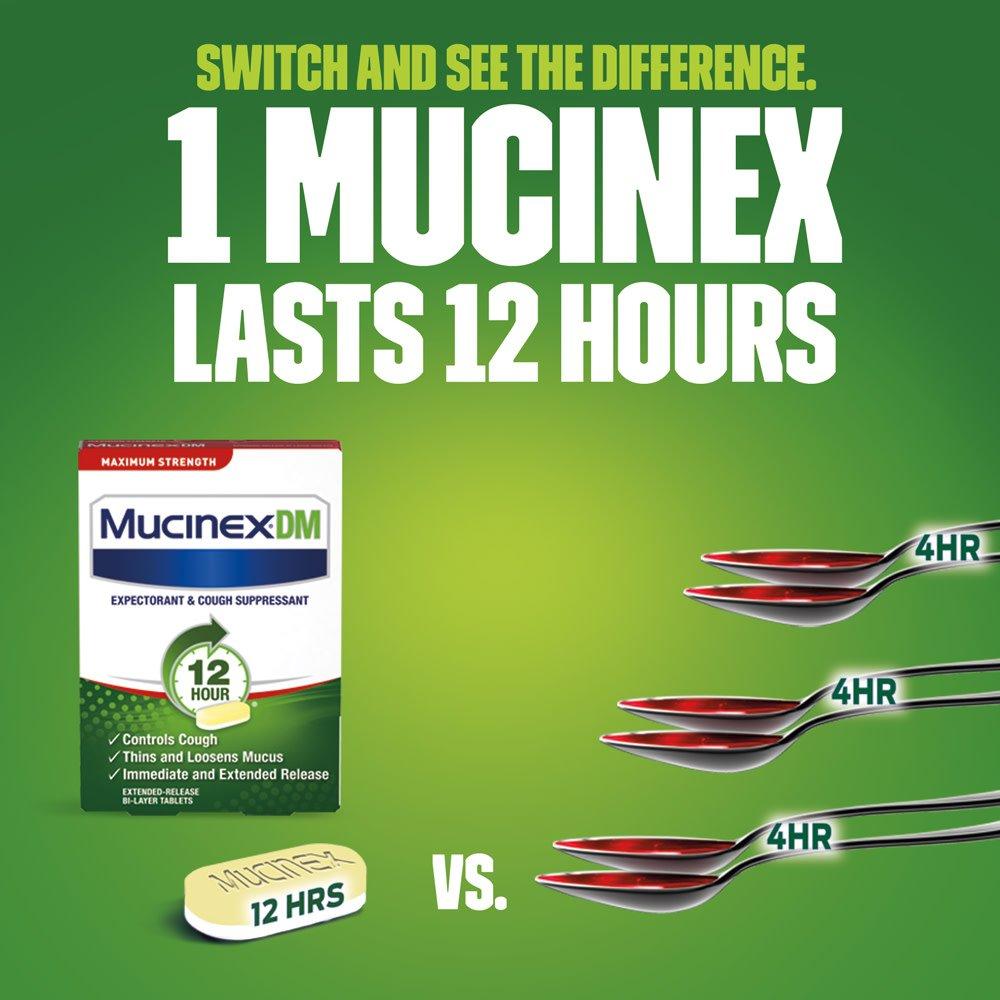 Mucinex DM 12 Hr Max Strength Expectorant & Cough Suppressant Tablets, 42ct, - Image 2