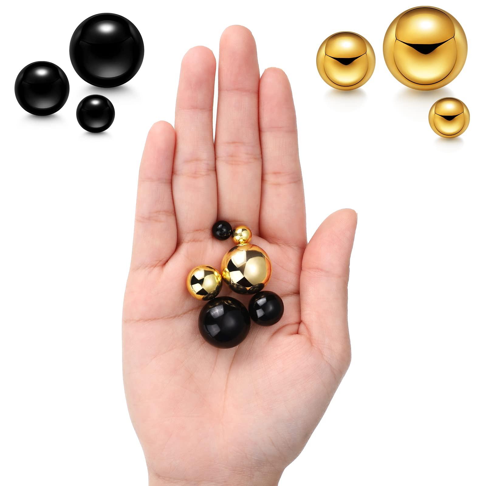 150 Pieces Vase Filler Faux Pearls Vase Makeup Beads No Hole Gloss Bead Mixed Sizes Round Pearl for Home Party Wedding Decor, 8/14/20 mm(Gold, Black) - Image 4