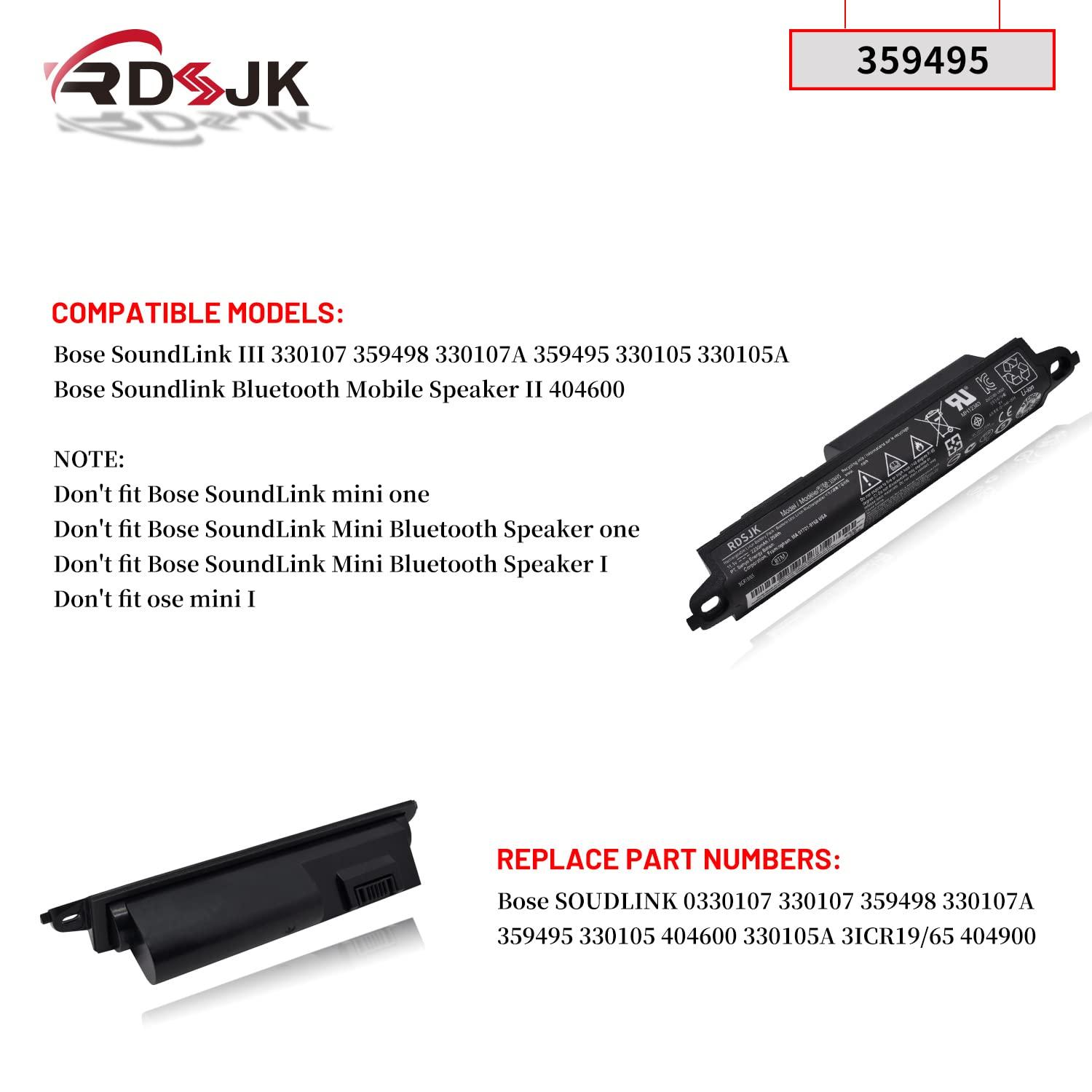 359495 359498 Battery Replacement for Bose SoundLink III 330107 330107A 0330107 330105 330105A 0330105 Soundlink 2 3 Soundlink Bluetooth Mobile Speaker II III 404600 404800 404900 414255 11.1V 2230mAh - Image 3
