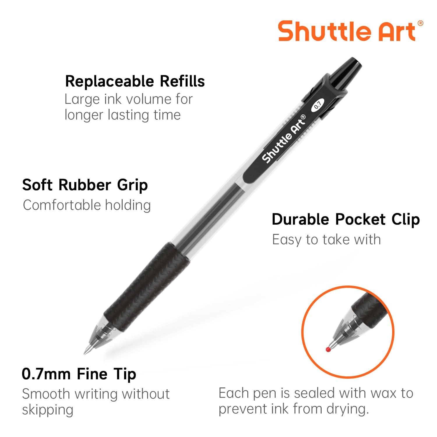 Shuttle Art Black Gel Pens, 70 Pack Retractable Medium Point Rollerball Gel Ink Pens Smooth Writing with Comfortable Grip for Office School Home Work - Image 3