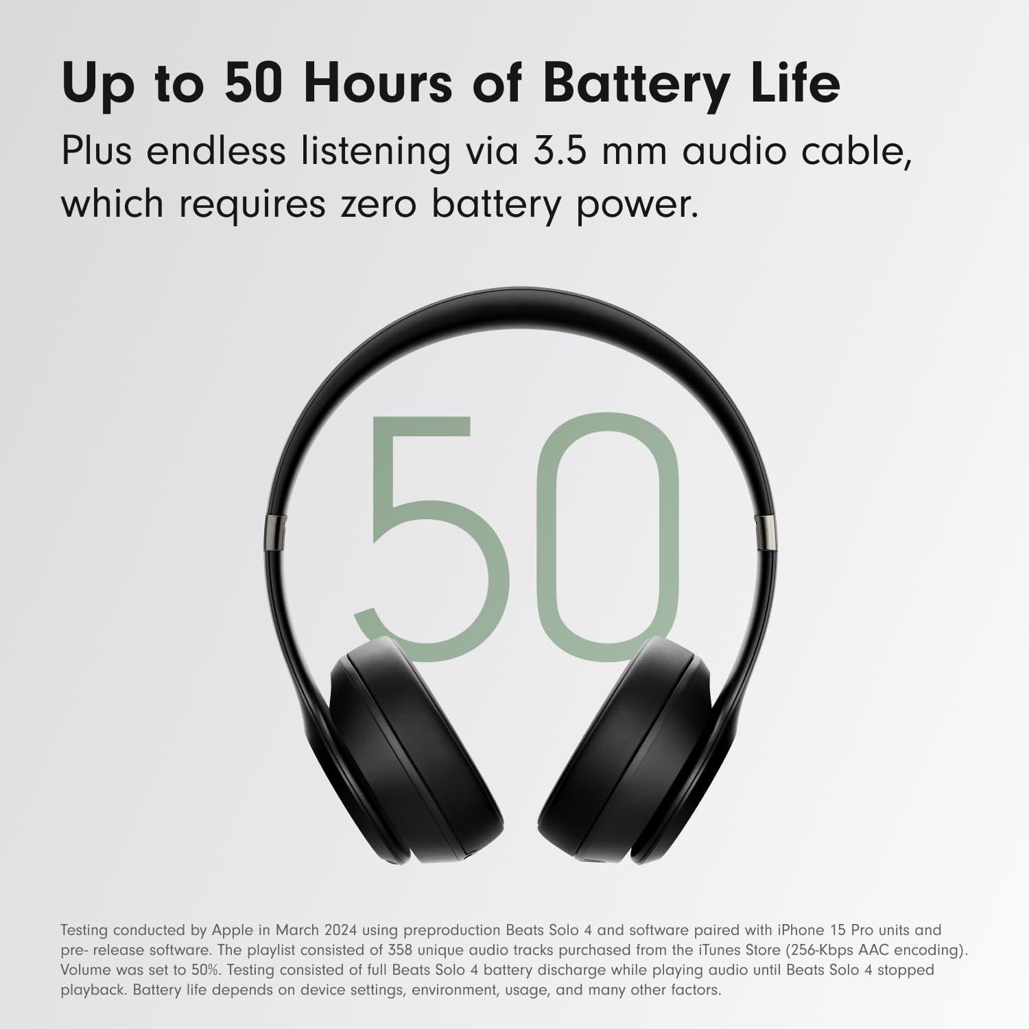 Beats Solo 4 - Wireless Bluetooth On-Ear Headphones, Apple & Android Compatible, Up to 50 Hours of Battery Life - Matte Black - Image 4