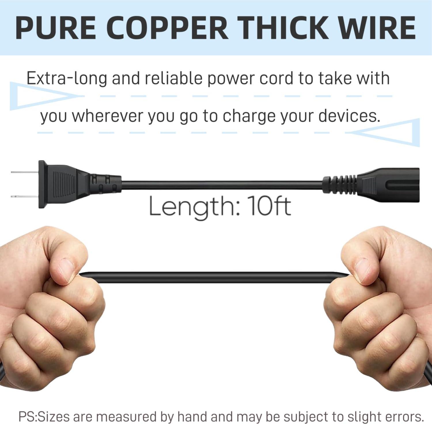 Power Cord Charger Cable 10Ft Compatible with JBL PartyBox 100 110 200 300 310 710 1000 On-The-Go Speaker JBL Bar 2.1 3.1 5.1 9.1 Soundbar JBL Boombox 3 Speaker Replacement 2 Slot Devices Supply Cord - Image 5