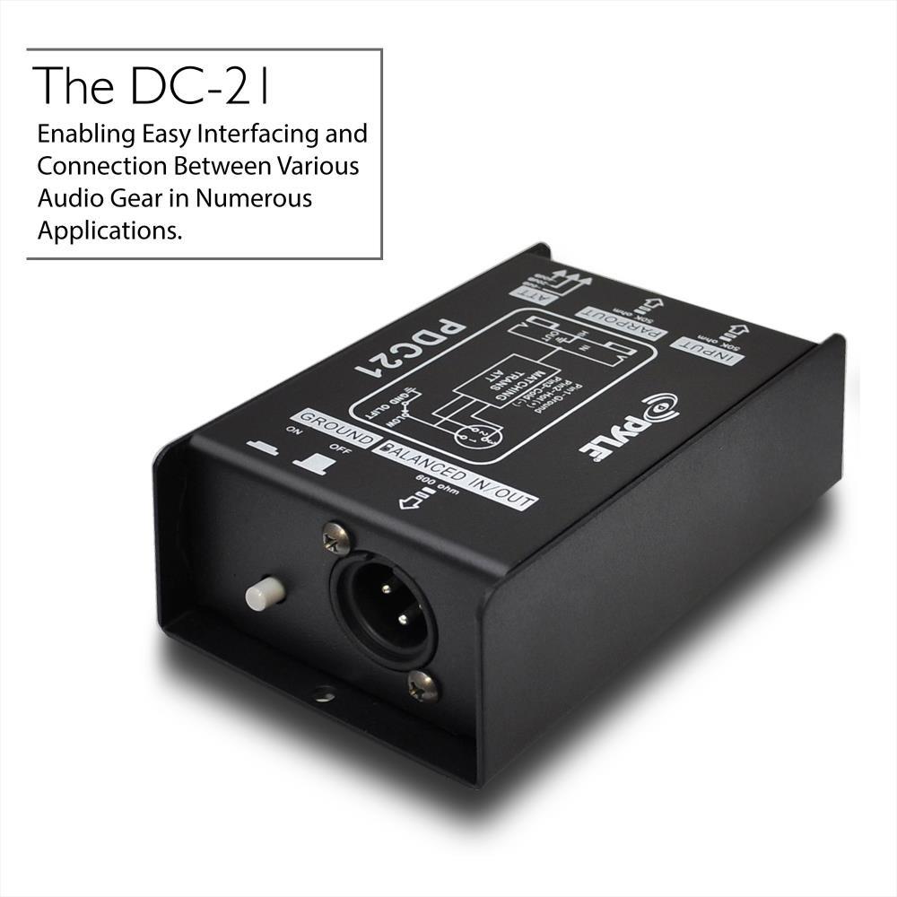 Pyle Premium Direct Injection Audio Box - 2.36" x 4.09" Passive DI Unit Hum Eliminator w/ Input Attenuator to Connect Guitar & Bass, 1/4'' Impedance Transformer Connector to Balanced & Unbalanced XLR - Image 2