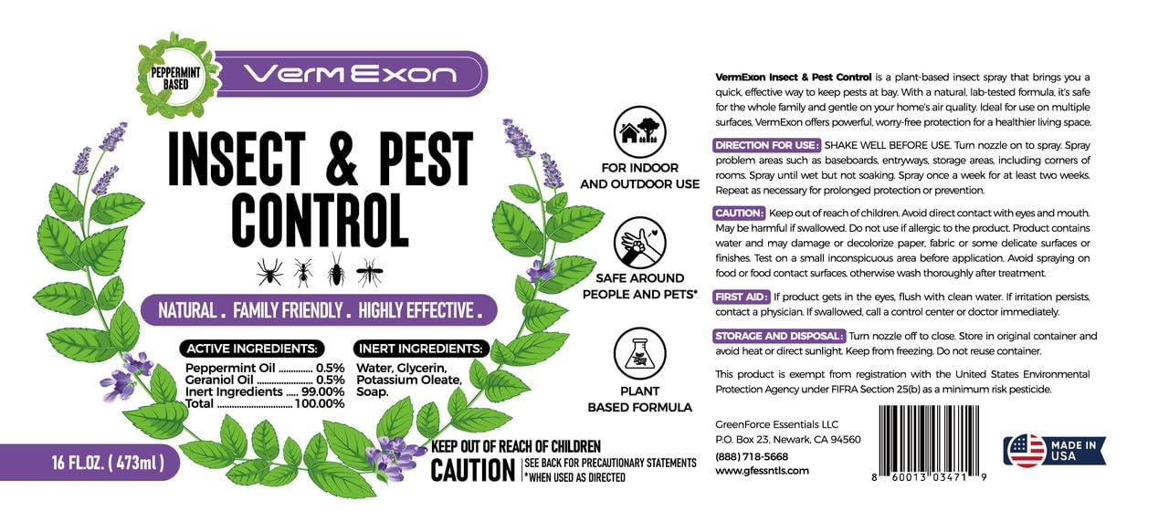 VermExon Peppermint Oil Insect & Pest Control Spray – 16oz Natural Plant-Based Bug Killer for Spiders, Ants, Flies, and Other Insects, Safe for Home & Kitchen Use - Image 8