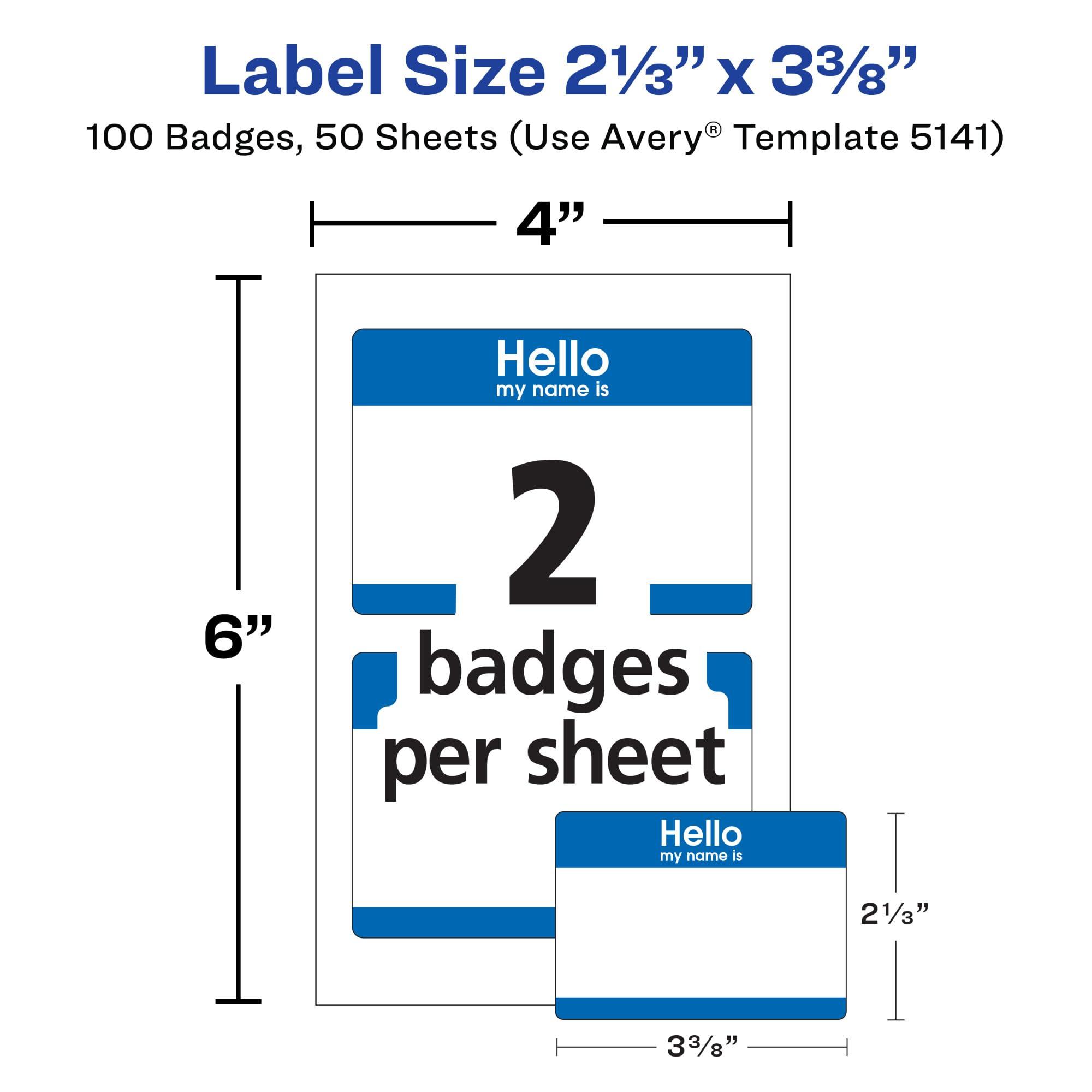 Avery Customizable Name Tags, Hello My Name is, White, Blue Border, Removable Adhesive, Laser/Inkjet Printable, 100 Total (5141) - Image 3