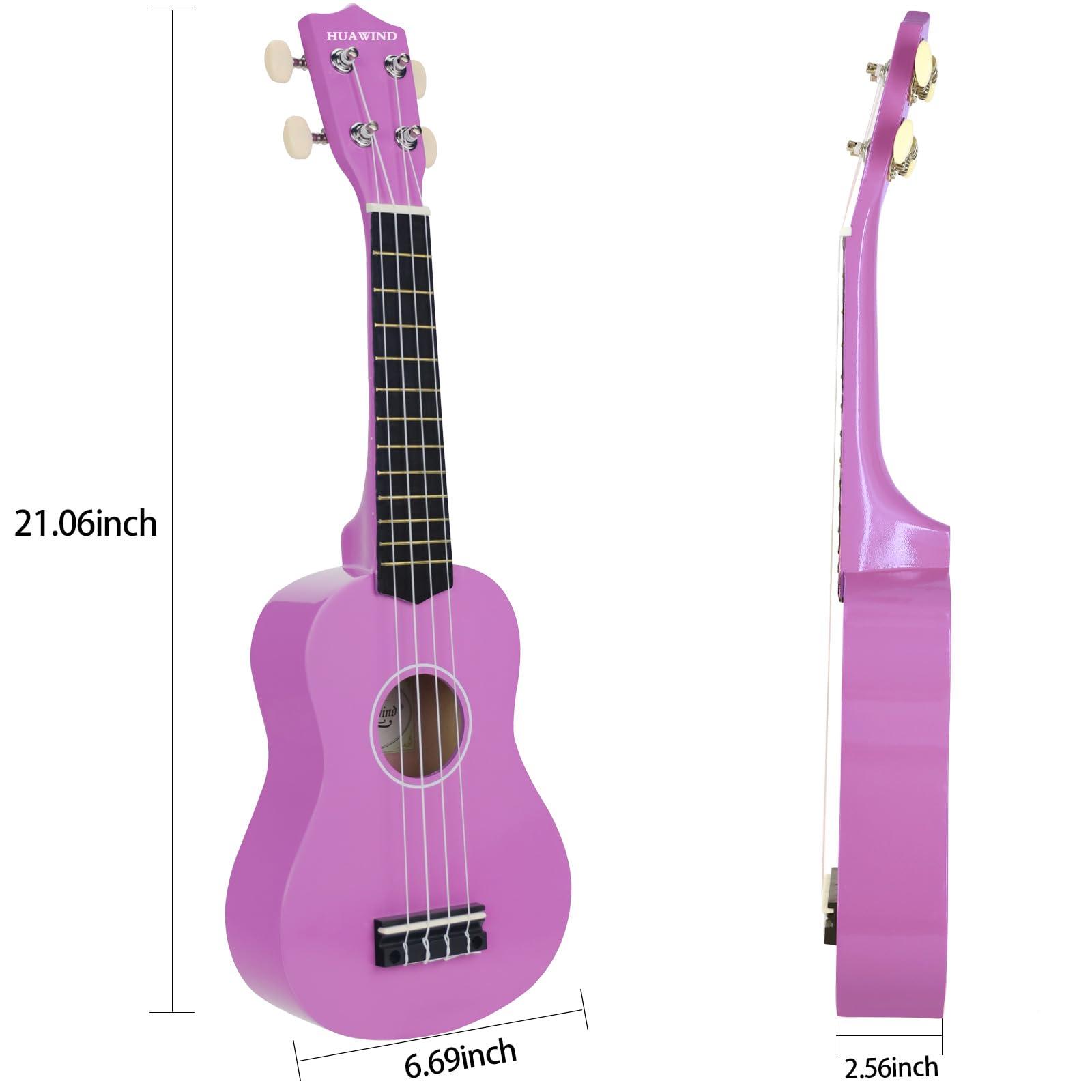 HUAWIND Ukulele, 21 inch Soprano Ukulele For Beginners, Hawaii Ukelele Four String Wood Uke for Starter (Violet) - Image 4