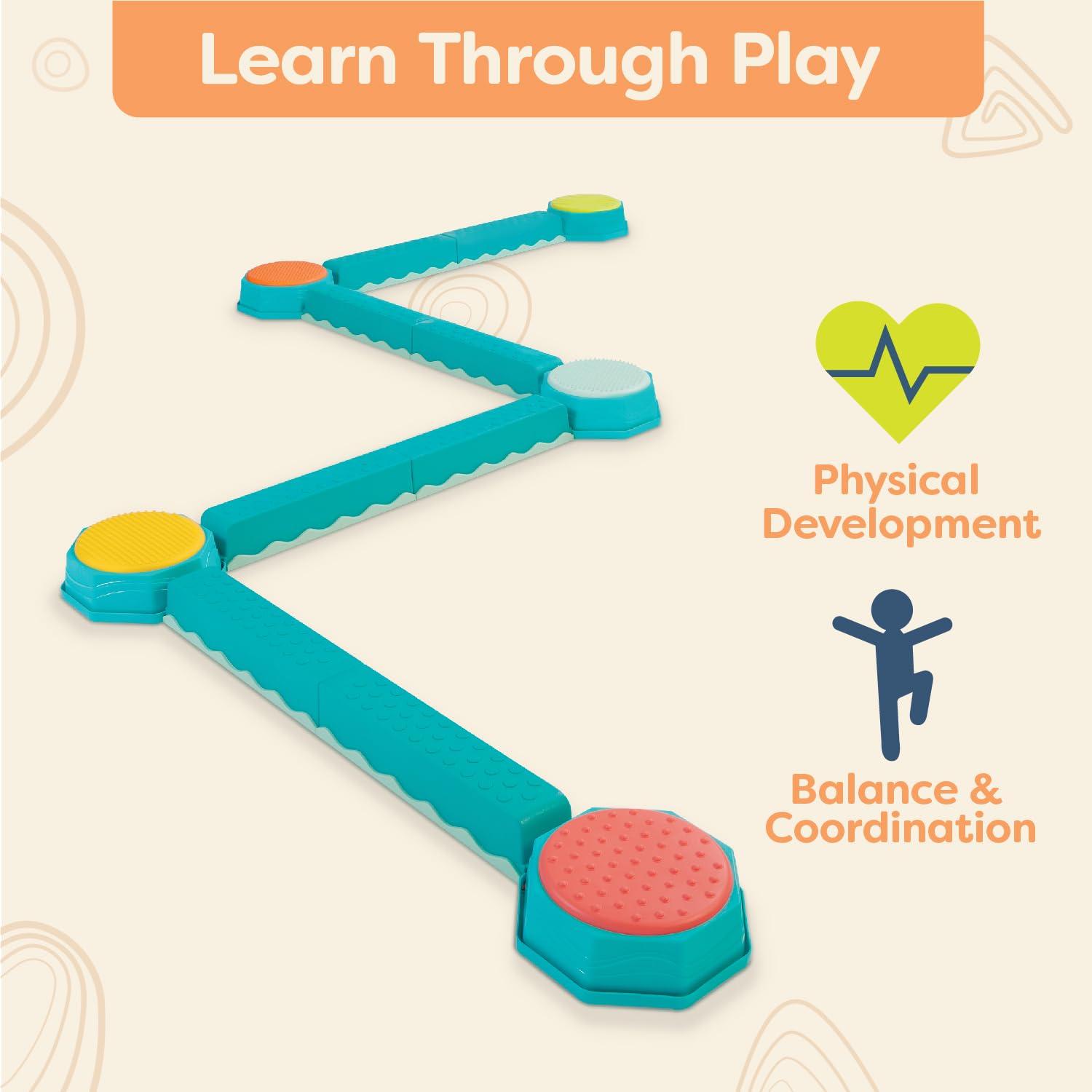 B. toys – Balance Beam for Kids – Interlocking Balancing Beams – 5 Sensory Pads & 8 Beams – Active Play for Toddlers, Kids – 3+ Years– Balance & Build Set - Image 7