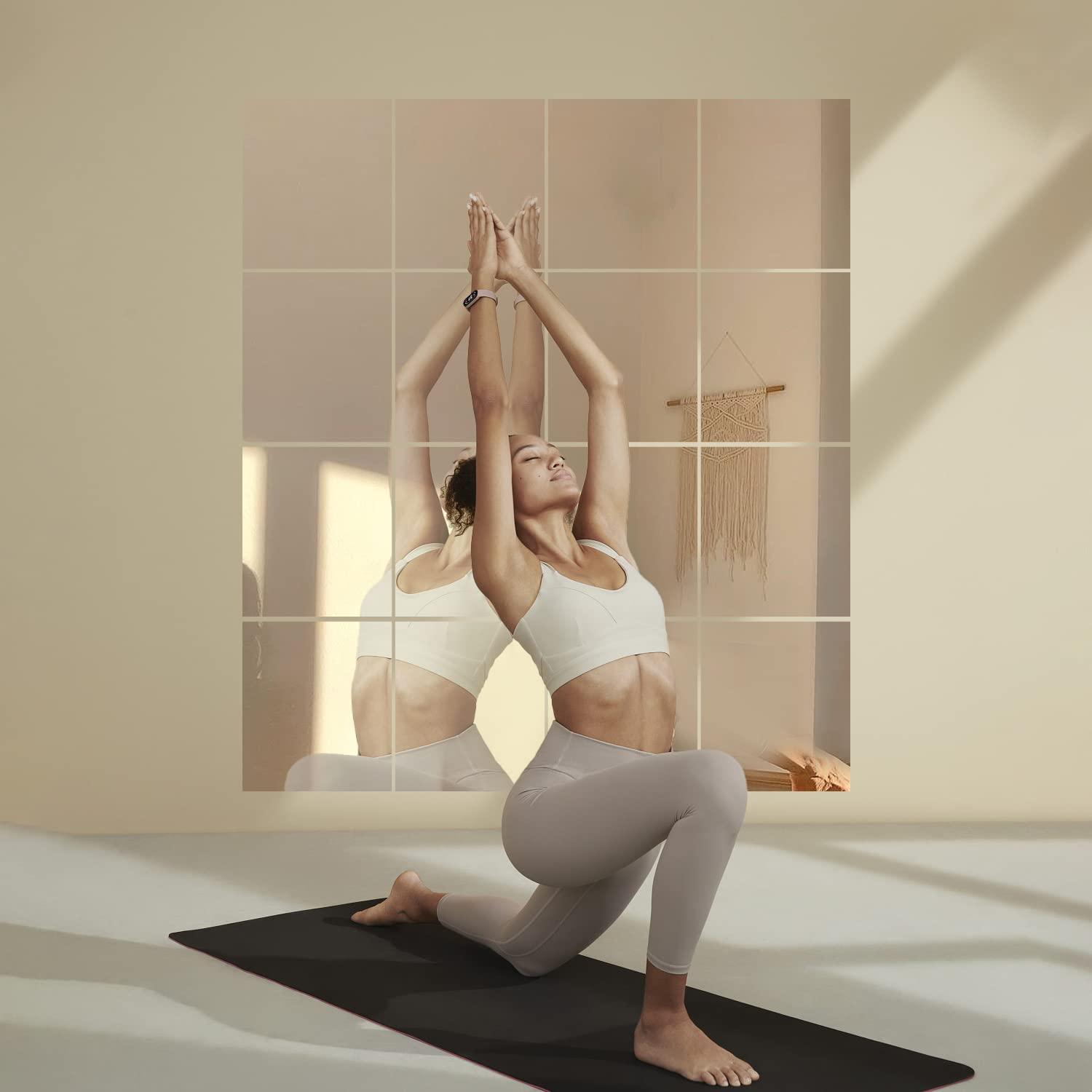 AmasSmile Wall Mirror Full Length 8'' X 8'' X 4PCS Self Adhesive Acrylic Mirror Tiles Shatterproof 2MM Thick Mirror Stickers Gym Mirrors for Home Gym Door Mirror Make Up Mirror for Bedroom - Image 2