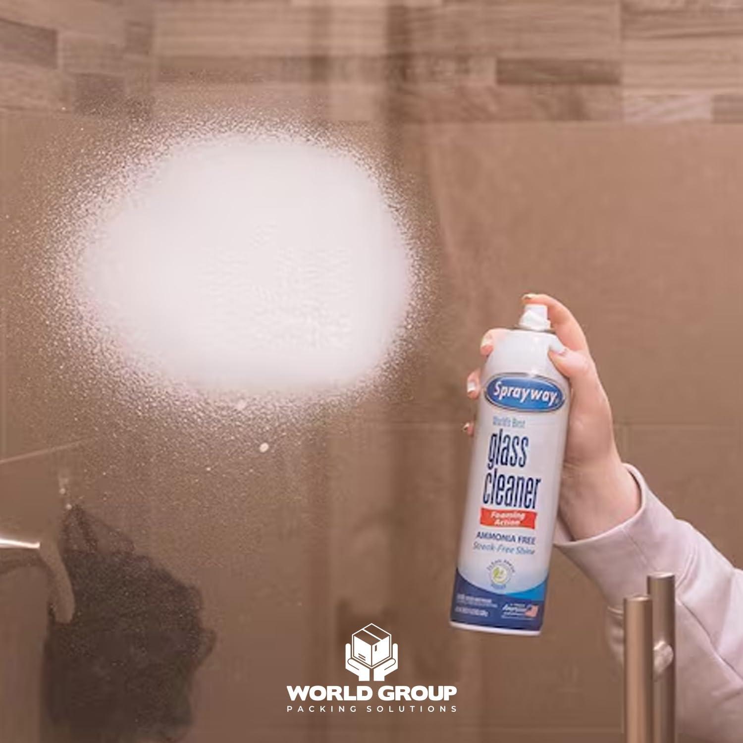 World Group Packing Solutions Glass Cleaner Foam, Foaming Action & Spray, 19oz - 2 Pack - Clean Fresh Scent - Bundled With 2 Microfiber Rags - Image 6