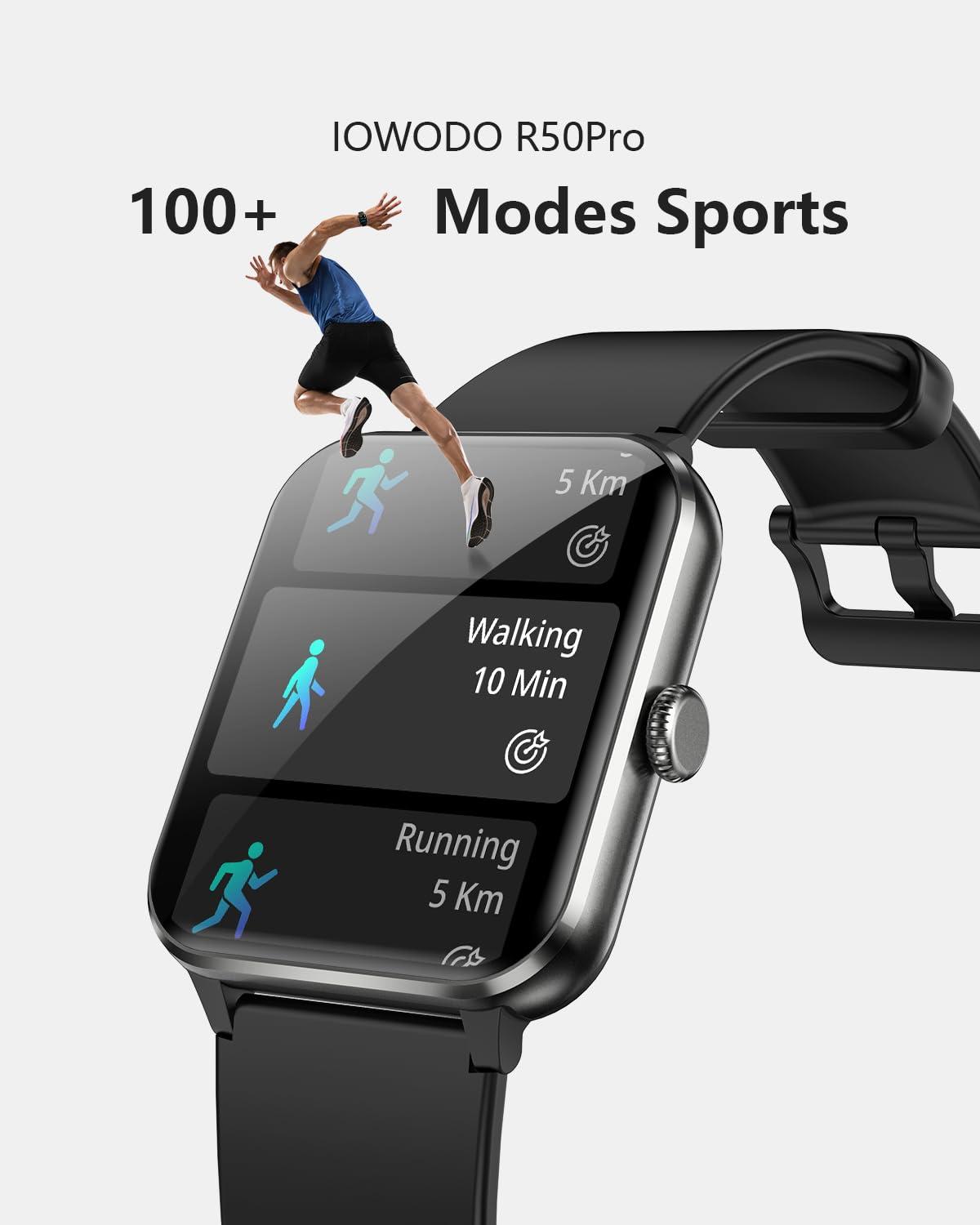 Smart Watch,1.85'' HD Smartwatch for Men Women(Answer/Make Call), Fitness Watch with Heart Rate/Sleep/Spo2/IP68 Waterproof/100+ Sports Modes, Pedometer, Activity Tracker for Android & iOS (2 Straps) - Image 5