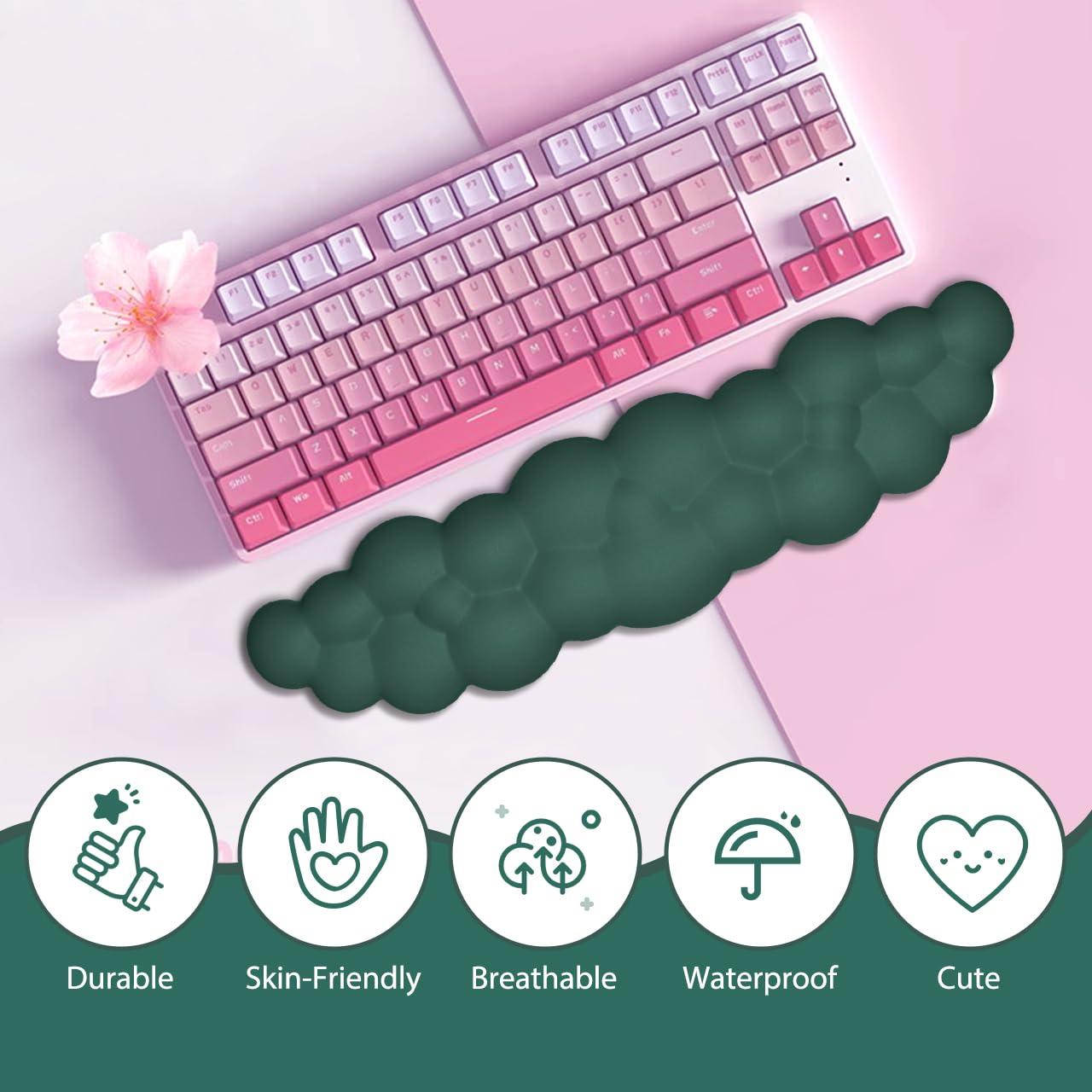 JIKIOU Upgrade Leather Cloud Keyboard Wrist Rest, Cloud Wrist Rest with Non-Slip PU Base, Comfortable Memory Foam Wrist Rest for Computer Laptop Mac Gaming Office and Pain Relief Christmas Wish Gift - Image 4