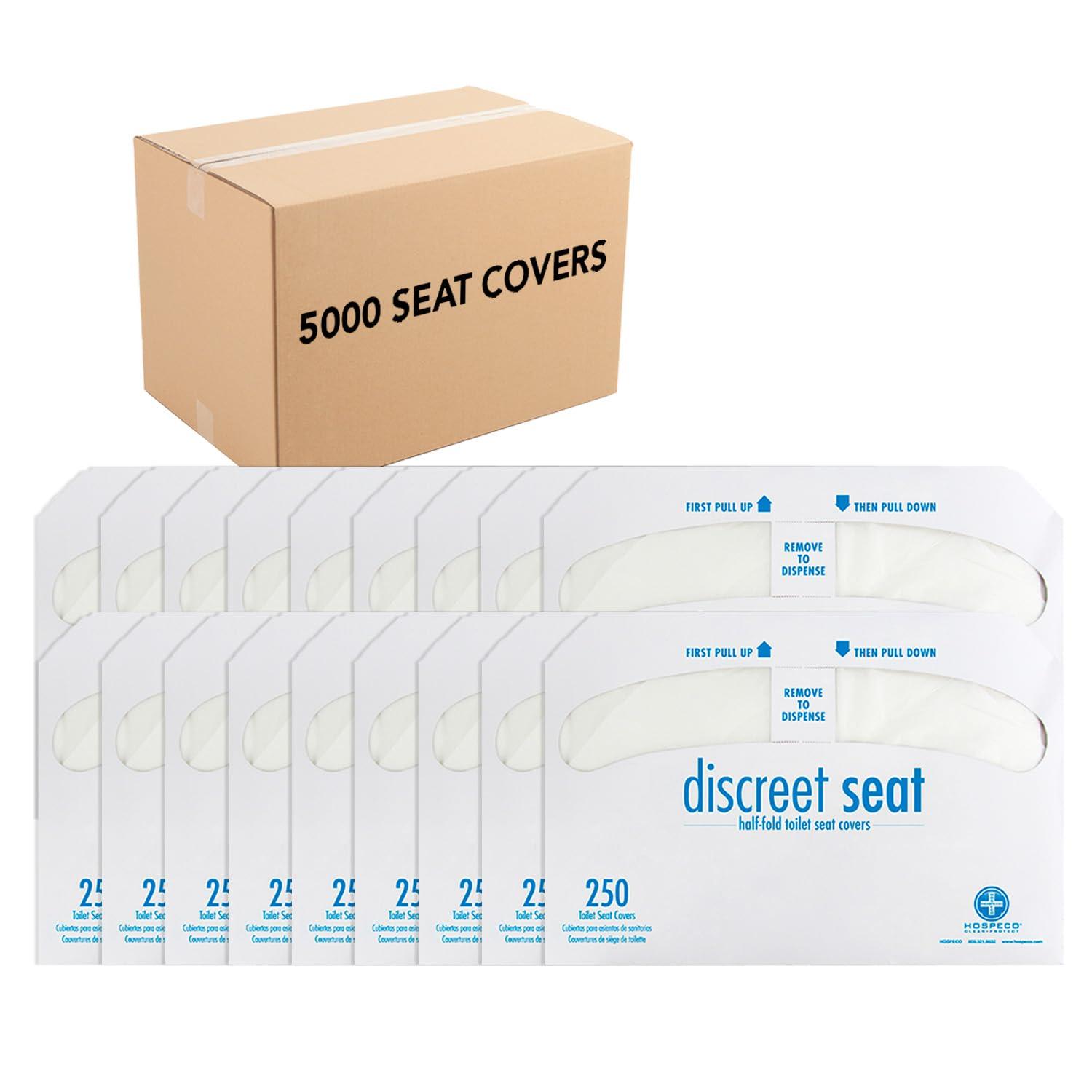 HOSPECO Discreet Seat Half-Fold Toilet Seat Covers, 14.25 X 16.5, White, 250/pack, 20 Packs/carton