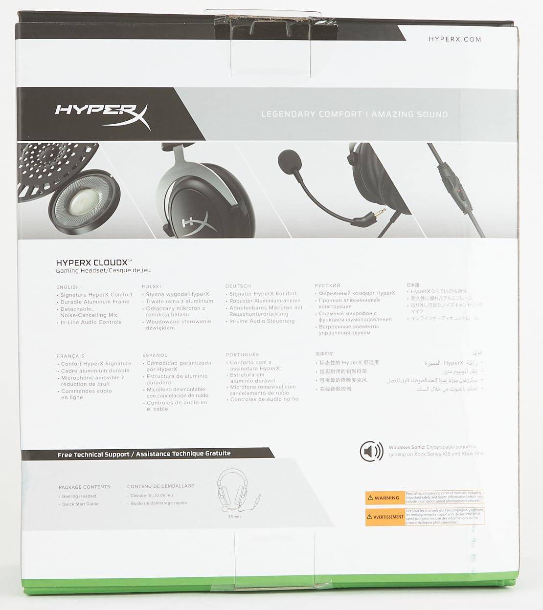 HyperX CloudX, Official Xbox Licensed Gaming Headset, Compatible with Xbox One and Series X|S, Memory Foam Ear Cushions, Detachable Noise-Cancelling Mic, in-line Audio Controls,Black/ Silver - Image 10