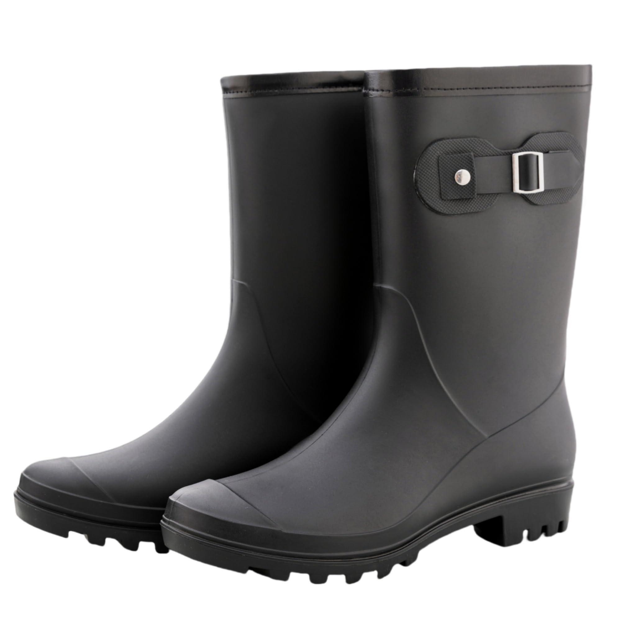 Women's Mid Calf Rain Boots Waterproof Fashion Garden Shoes Anti-slipping Rainboots For Women Comfortable Insole Light Rain Shoes - Image 5