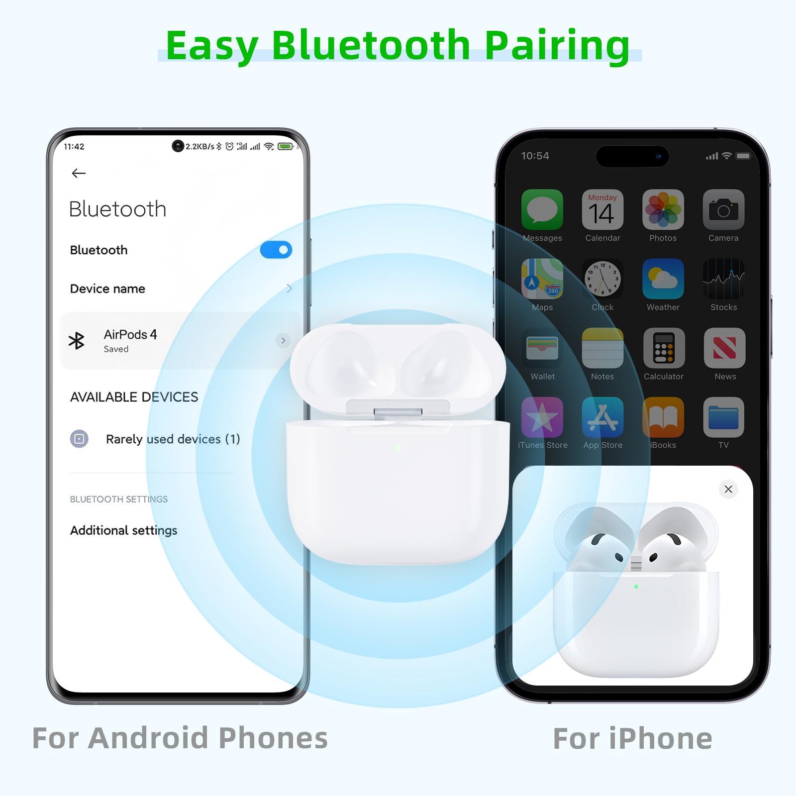 Wireless Charging Case Compatible with AirPods 4, Replacement Charger Case with Bluetooth Pairing Sync Button (to USB-C) - Image 3