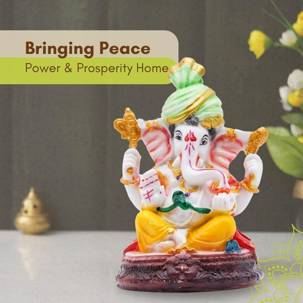 Vedic Charya Lord Ganesha Idol Statue – 6" Handmade Polyresin Ganesh Murti – Hindu Elephant God Figurine for Home, Office, Pooja Room Decor & Gift – Ganpati Buddha Sculpture Puja Decoration - Image 2