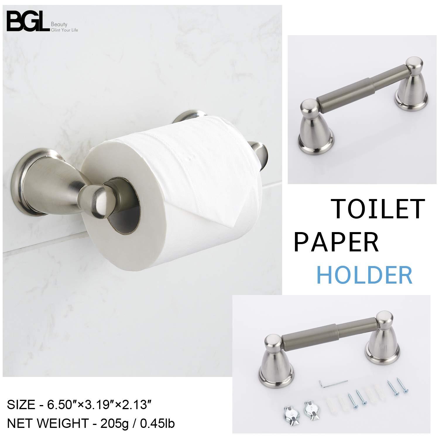 BGL 4-Piece Bathroom Accessory Set Brushed Nickel Bathroom Hardware Set 24 Inches Adjustable Towel Bar Towel Ring Paper Holder Robe Hook - Image 6