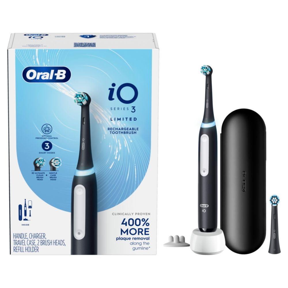 Oral-B iO Deep Clean Rechargeable Electric Powered Toothbrush, Black with iO Series 3 Limited, 2 Brush Heads and Travel Case - Pressure Sensor to Protect Gums - 3 Cleaning Settings - 2 Minute Timer - Image 9