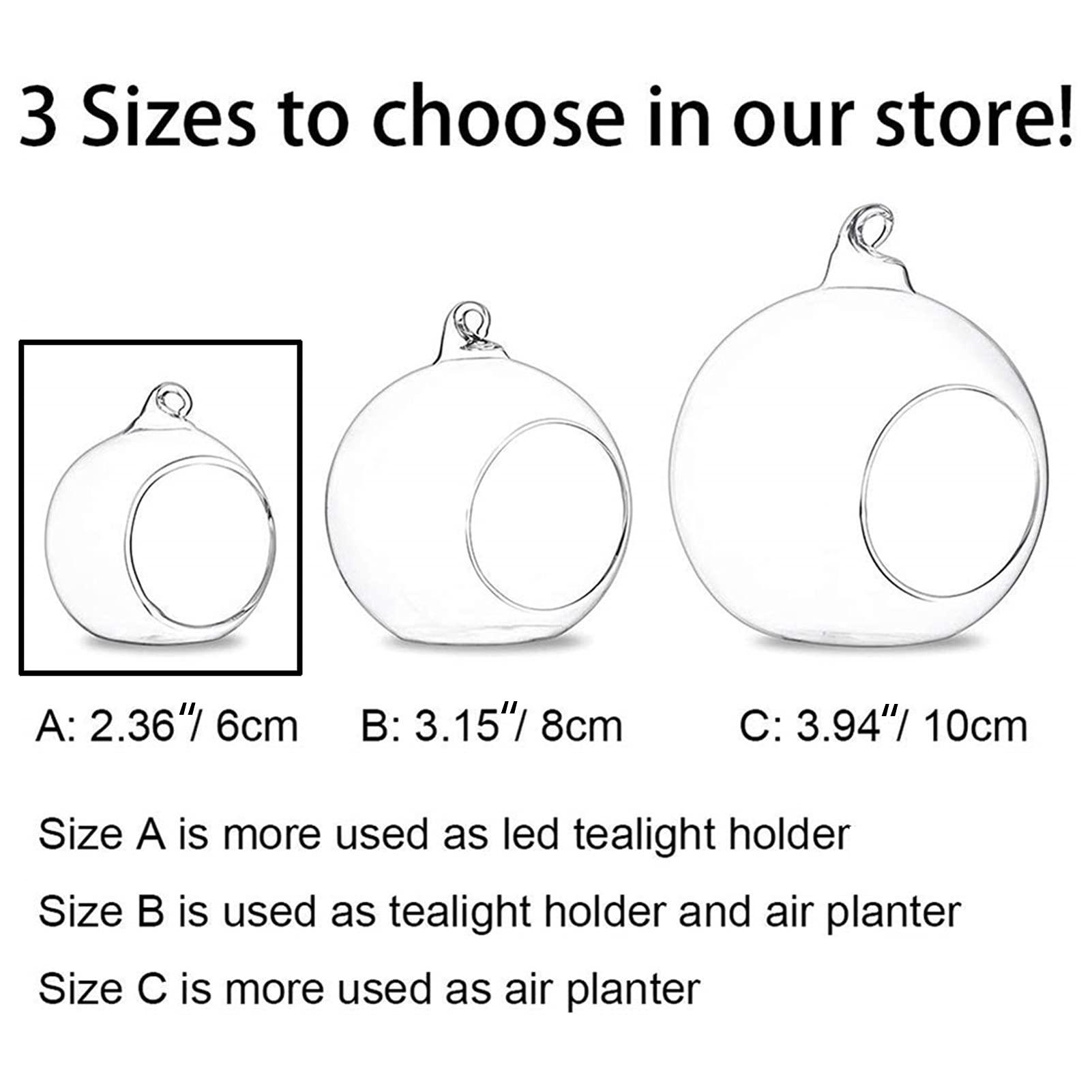 Nuptio 36 Pcs Hanging Tea Light Candle Holders Mini Glass Candle Holder 2.36" Diameter Baubles Globe Garden Ornament, Tealight Holders for Christmas Halloween Wedding Party Decorations for Reception - Image 6