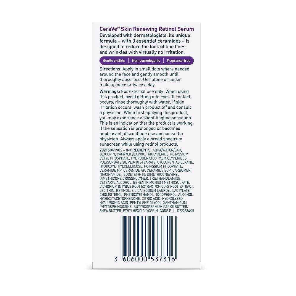 CeraVe Anti Aging Retinol Serum For Face, Encapsulated Retinol With Hyaluronic Acid, Niacinamide & Ceramides, Smooths Wrinkles & Fine Lines, Gentle Skin Brightening Serum, Fragrance Free, 1 Oz - Image 13