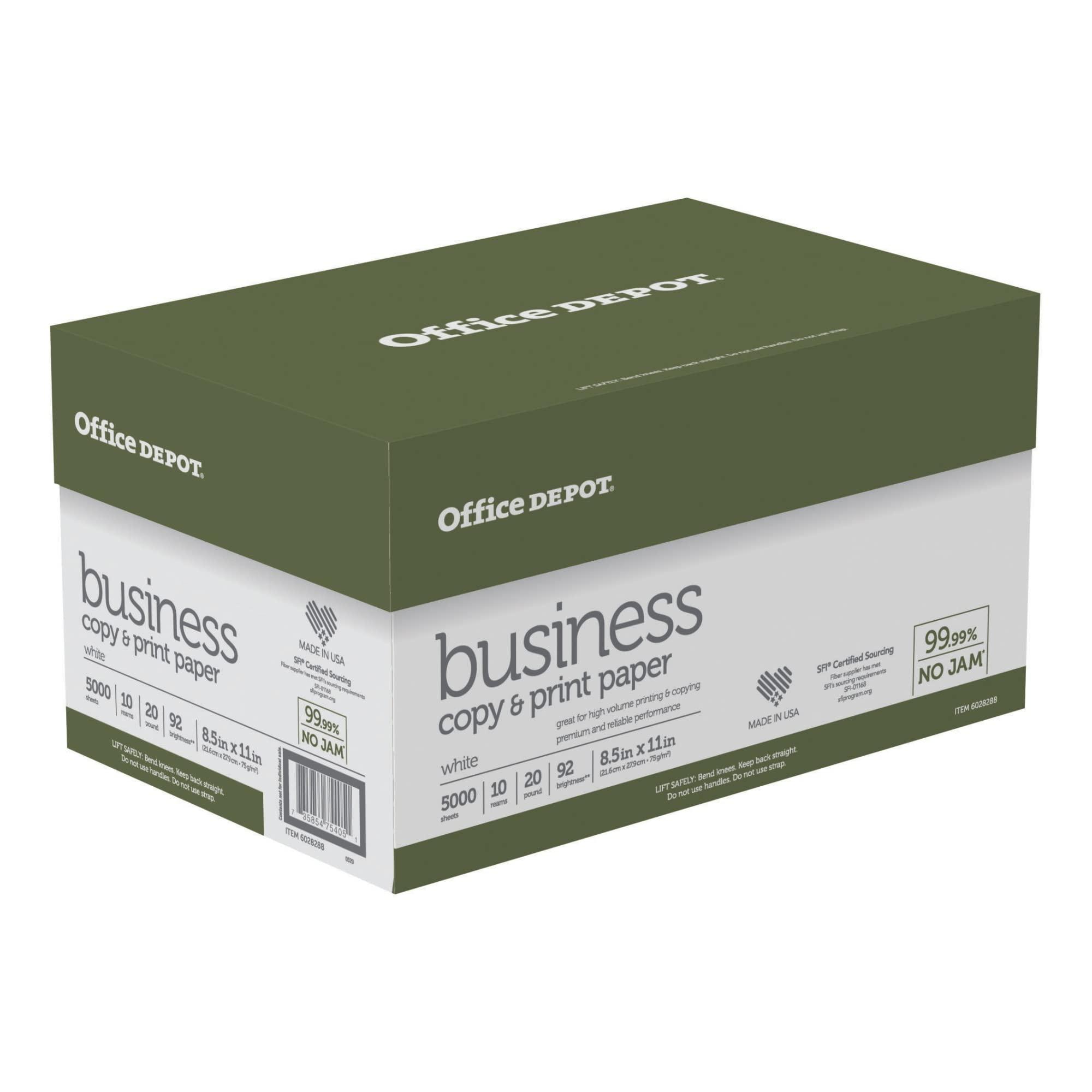 Office Depot® Brand Business Multi-Use Printer & Copier Paper, Letter Size (8 1/2" x 11"), 5000 Total Sheets, 92 (U.S.) - Image 2
