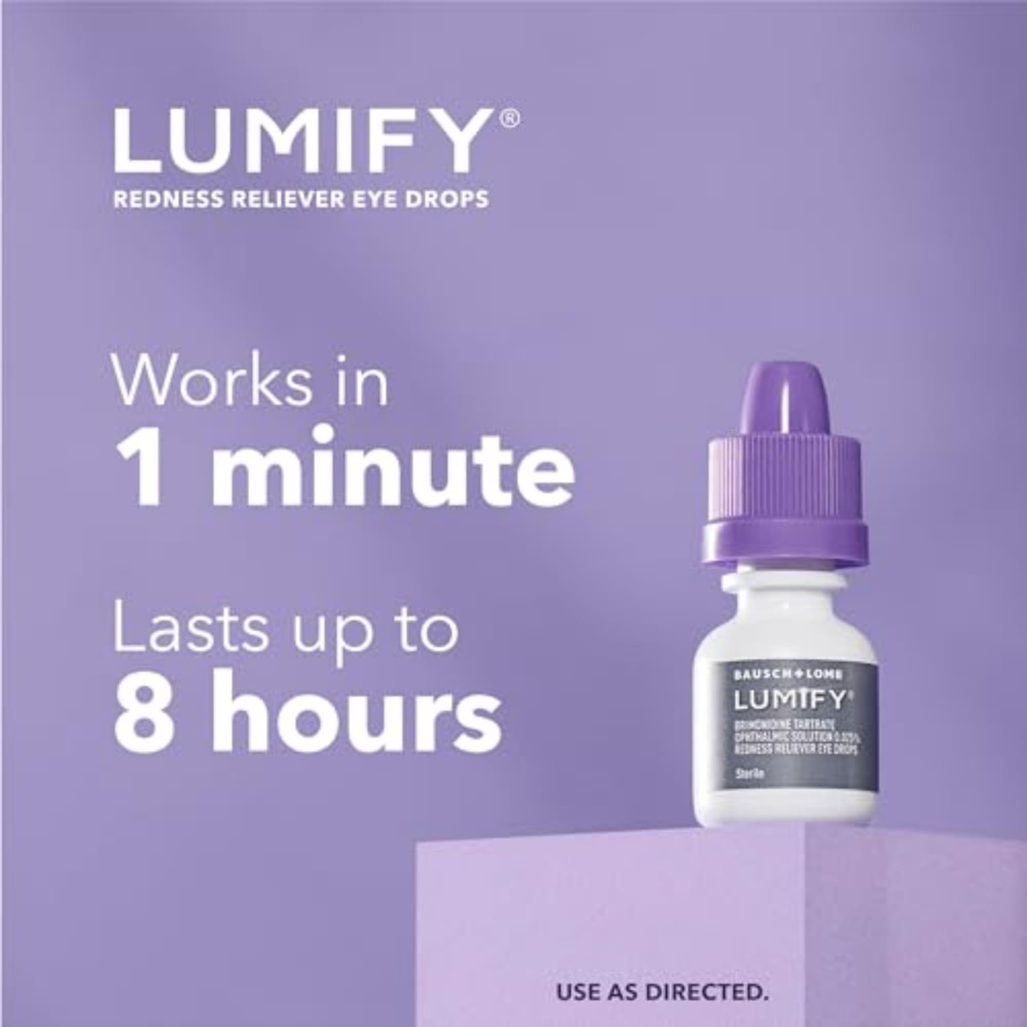 LUMIFY Eye Drops for Red Eyes, Redness Reliever for Brighter Looking Eyes, Works in 1 Minute & Lasts Up to 8 Hours, Eye Drops, 0.08 Fl Oz (2.5 mL) - Image 4