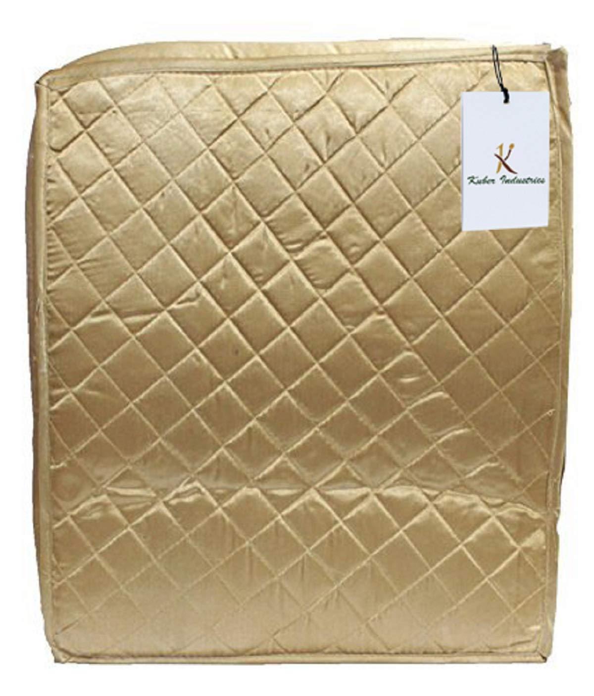 Kuber Industries Saree Cover Set of 2 Pcs Large Size in Golden Satin Wedding Gift - Image 2
