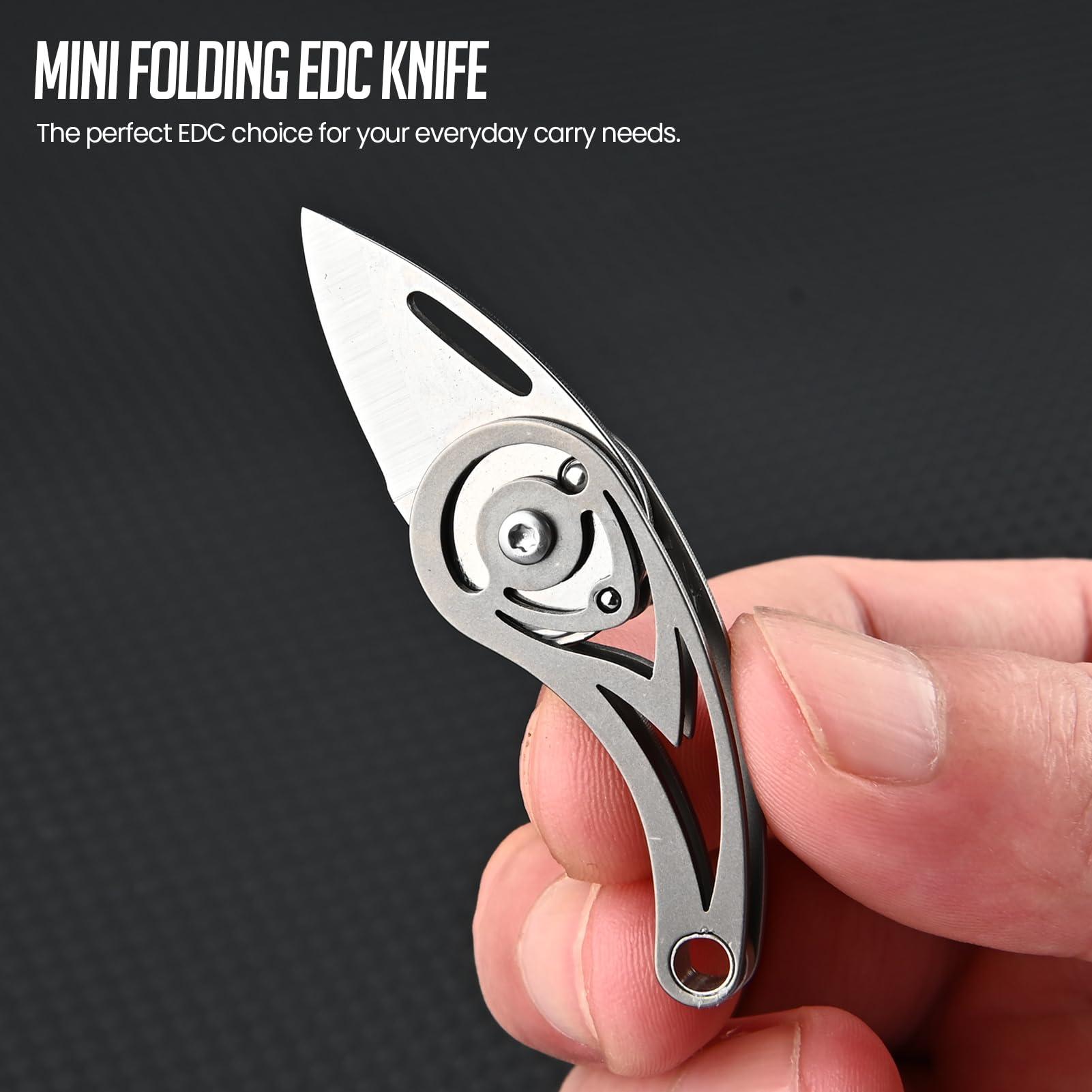 Tops Home Small Pocket Knife, Titanium Keychain Knife, Stocking Stuffers, Little Box Cutter, EDC Utility Knife, Cool Keychain Gift for Men and Women - Image 3