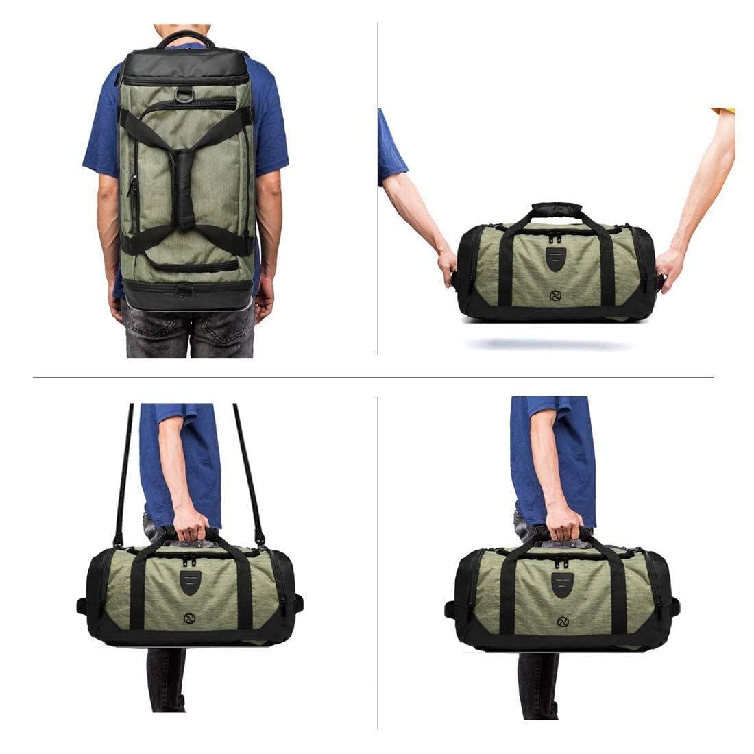Gym Duffle Bag Backpack Waterproof Sports Duffel Bags Travel Weekender Bag for Men Women Overnight Bag with Shoes Compartment Green - Image 8
