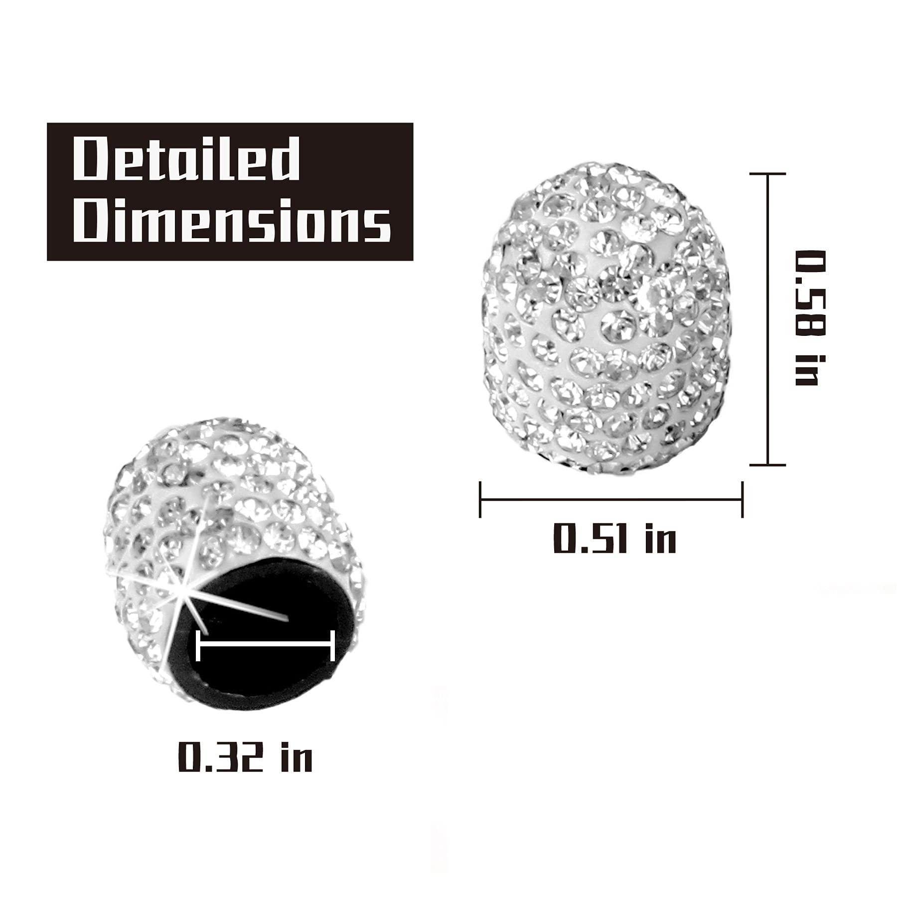 JUSTTOP 4 Pack Handmade Crystal Rhinestone Tire Valve Stem Caps, Wheel Tire Valve, Attractive Dustproof Bling Car Accessories, Universal for Cars, Trucks and Motorcycles-White - Image 3