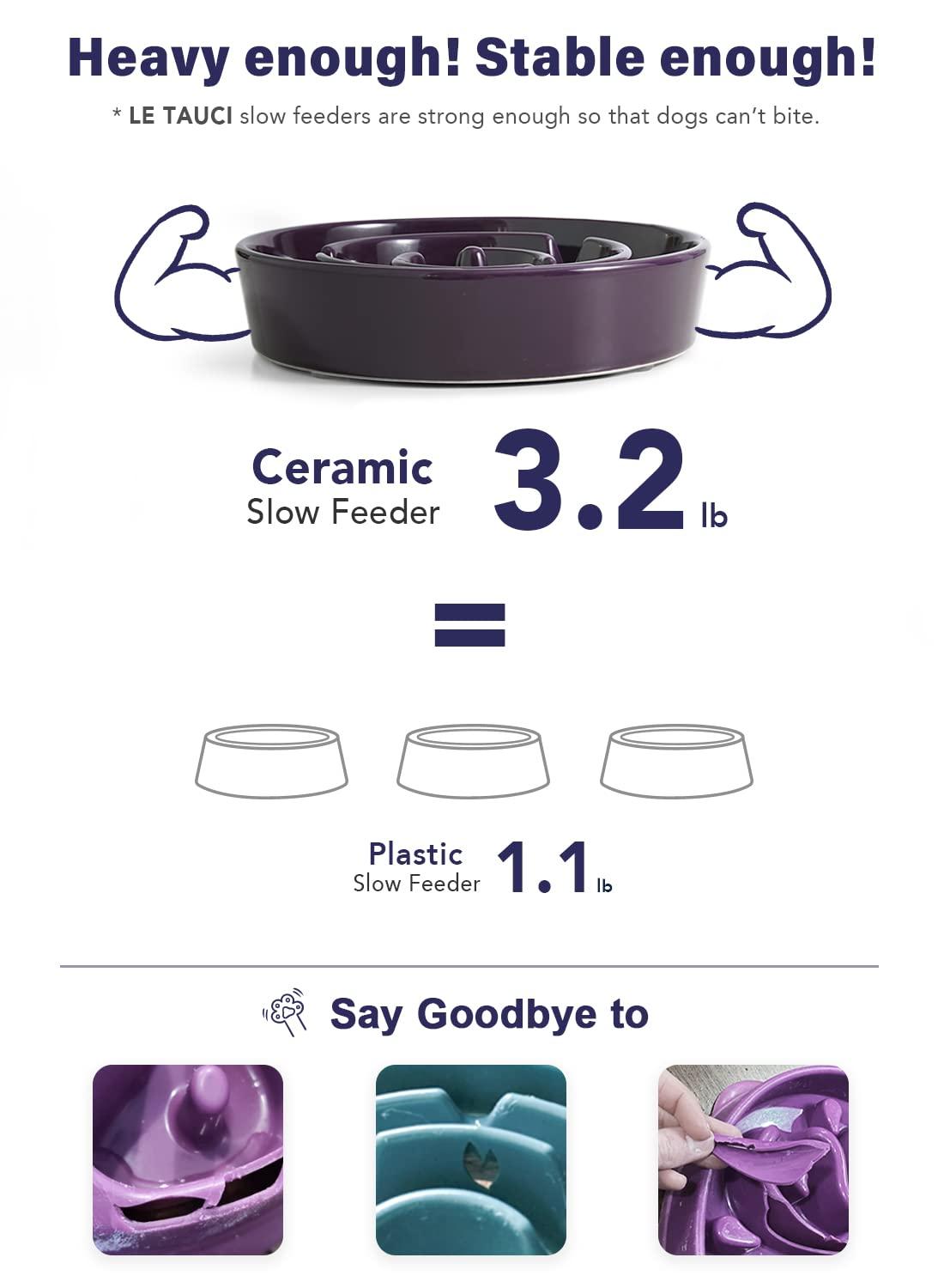 LE TAUCI Dog Bowls Slow Feeder Ceramic, 1.5 Cup Slow Feeding Bowl for Small and Medium Breed, Puzzle Dog Food Bowl for Fast Eater, Maze Purple - Image 4