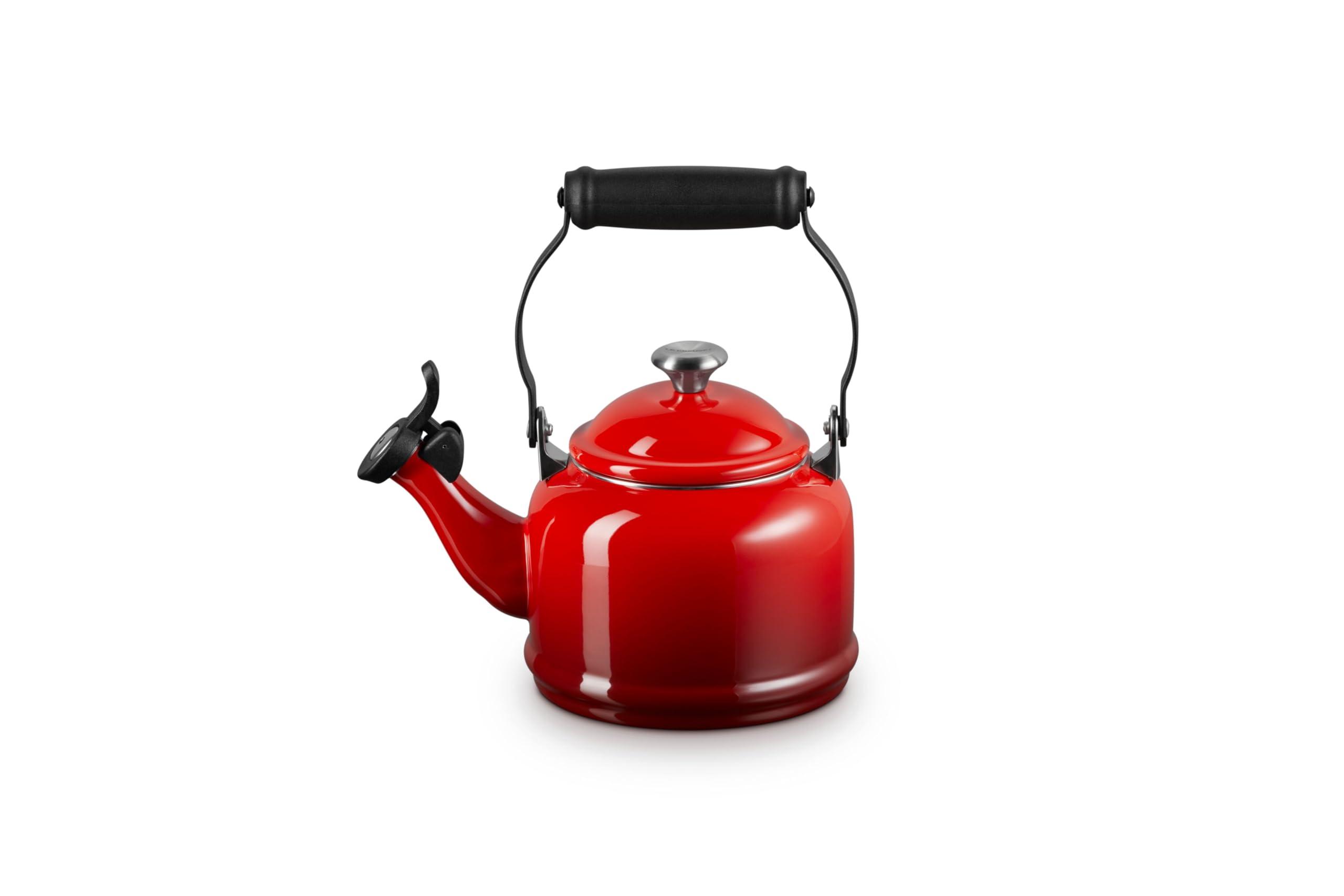Le Creuset Enamel On Steel Demi Tea Kettle with Metal Finishes, 1.25 qt, Cerise - Image 3