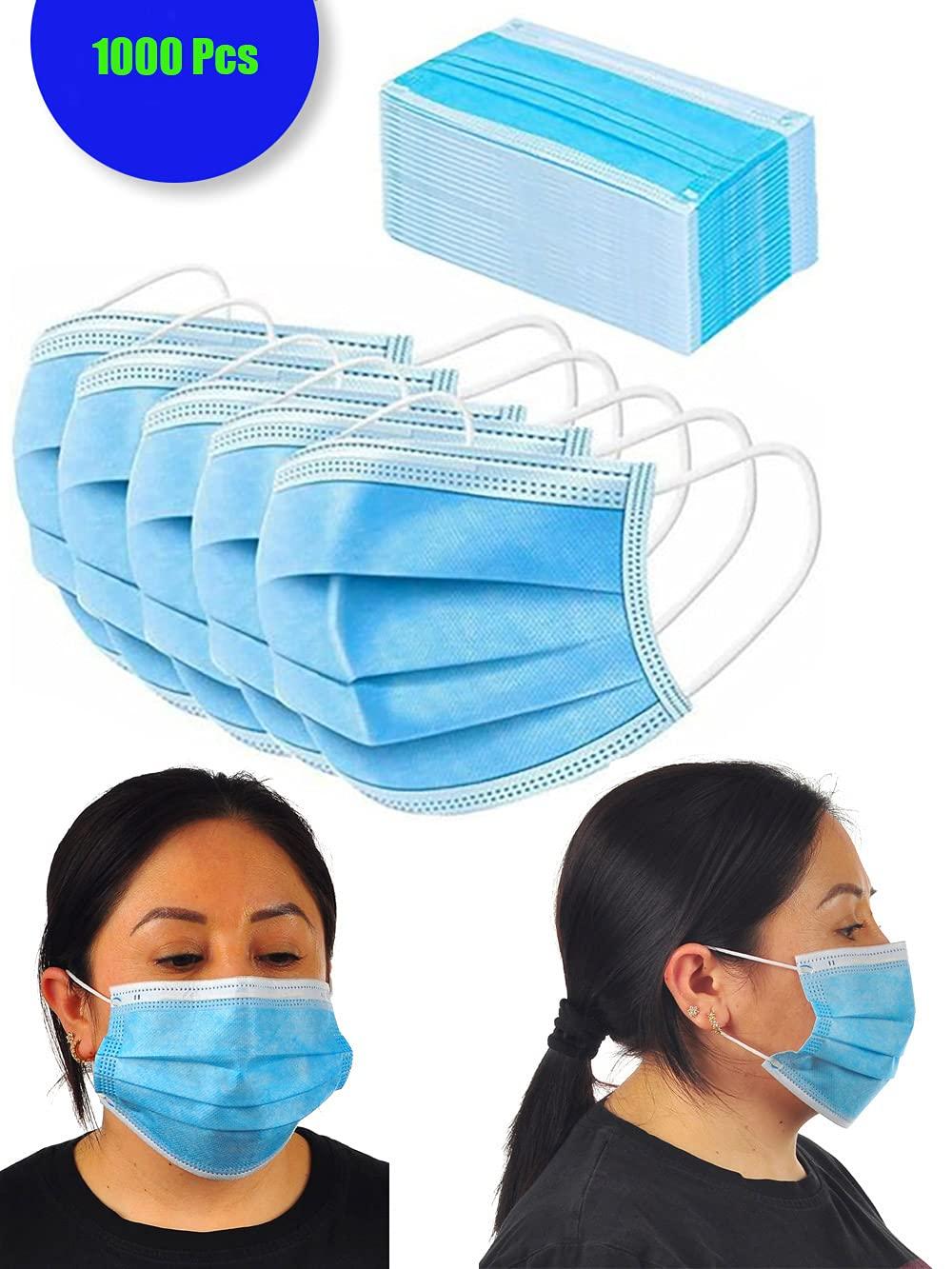 Bitybean 2000 Blue Disposable Face Masks 2,000 Protective 3-Ply Breathable Comfortable Nose/Mouth Coverings for Home & Office | Elastic Ear Loop 3-Layer Safety Shield for Adults/Kids. On the go - Image 3