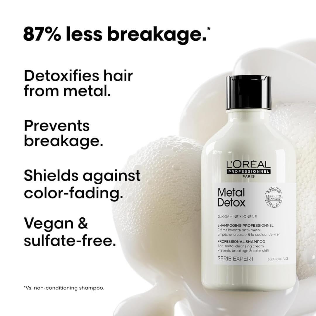 L'Oréal Professionnel Paris Metal Detox Shampoo - Sulfate-Free Anti-Breakage Shampoo For Damaged or Color-Treated Hair, Detoxifies, Prevents Damage & Prolongs Hair Color - Image 3