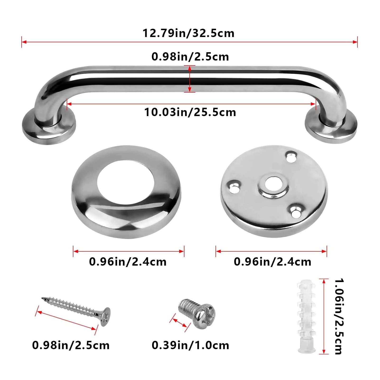 2 Pack Shower Grab Bar, Stainless Steel Bathroom Grab Bar, Shower Handle Bath Handle, Safety Bars for Shower Chair Bench, Grab Bars Senior, Elderly, Handicap(12 Inch) - Image 2