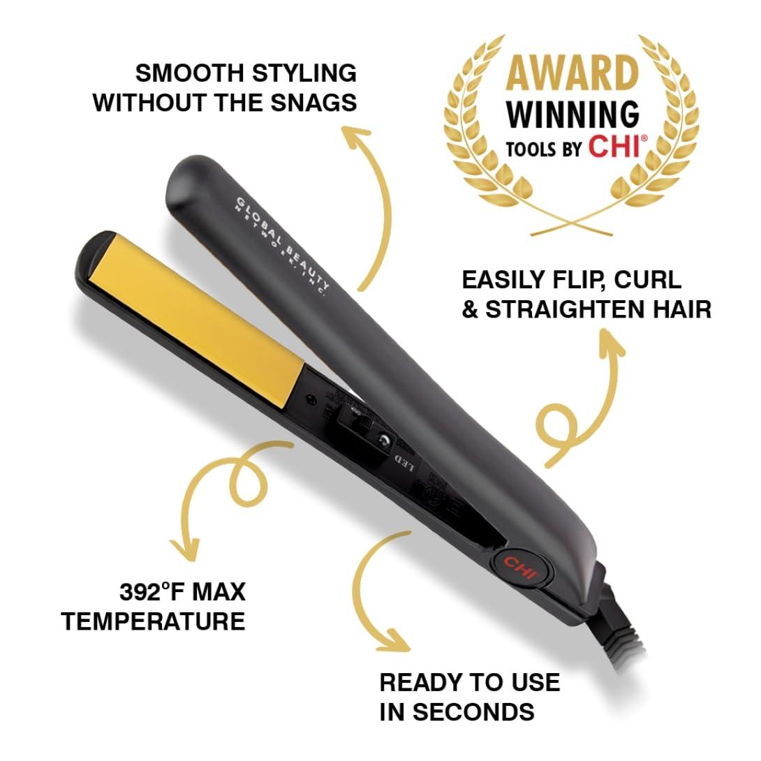 CHI Original Ceramic Flat Iron, Hair Straightener For A Smooth Finish, Floating Plates, Quick Heat Up, Analog On/Off Switch, 1" Styling Tool, Black - Image 2