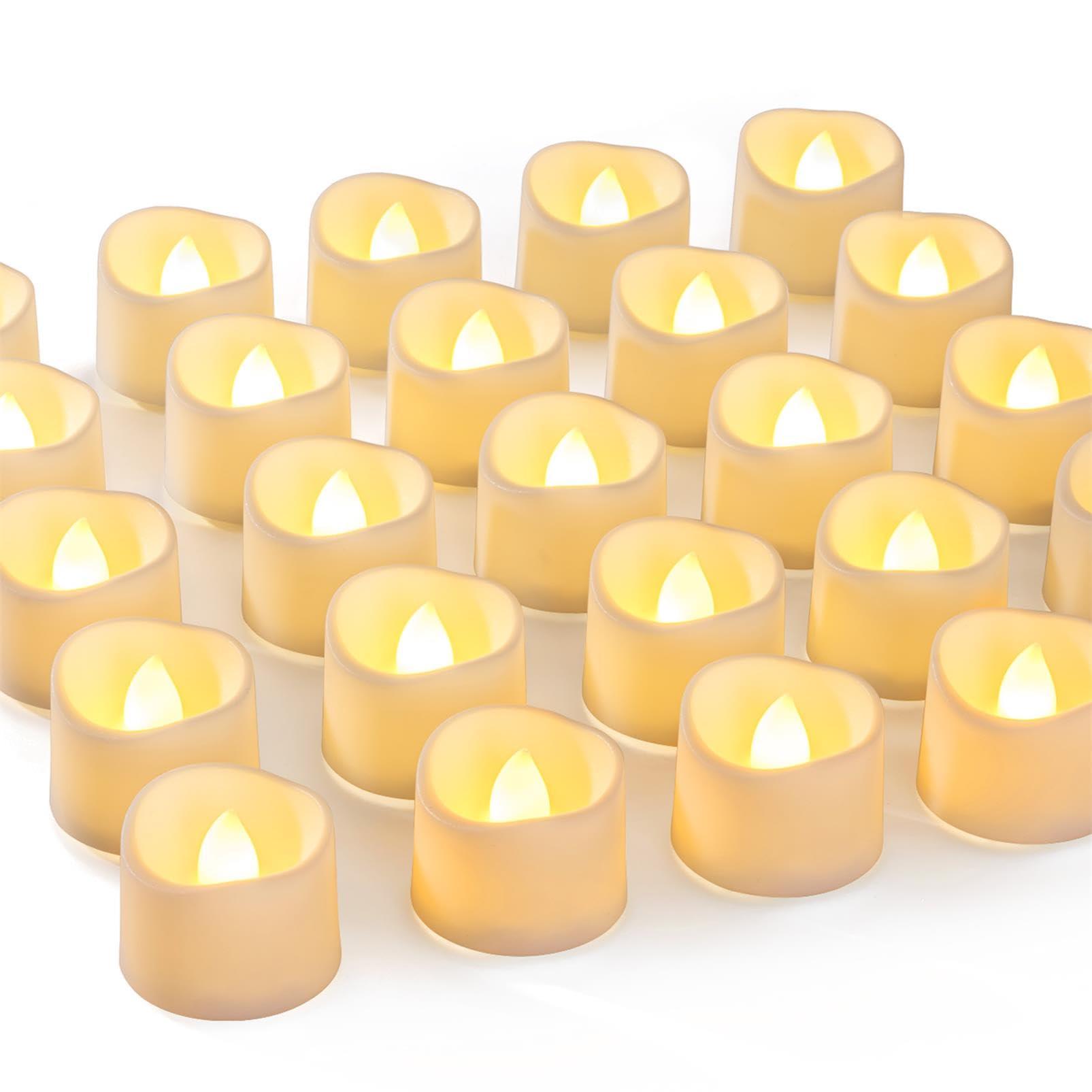 Homemory 72-Pack Novelty Flickering Flameless Tea Lights, 200+Hours Battery Operated, Fake Electric LED Votive Candles for Small Wedding Table Centerpieces, Proposals, Anniversaries