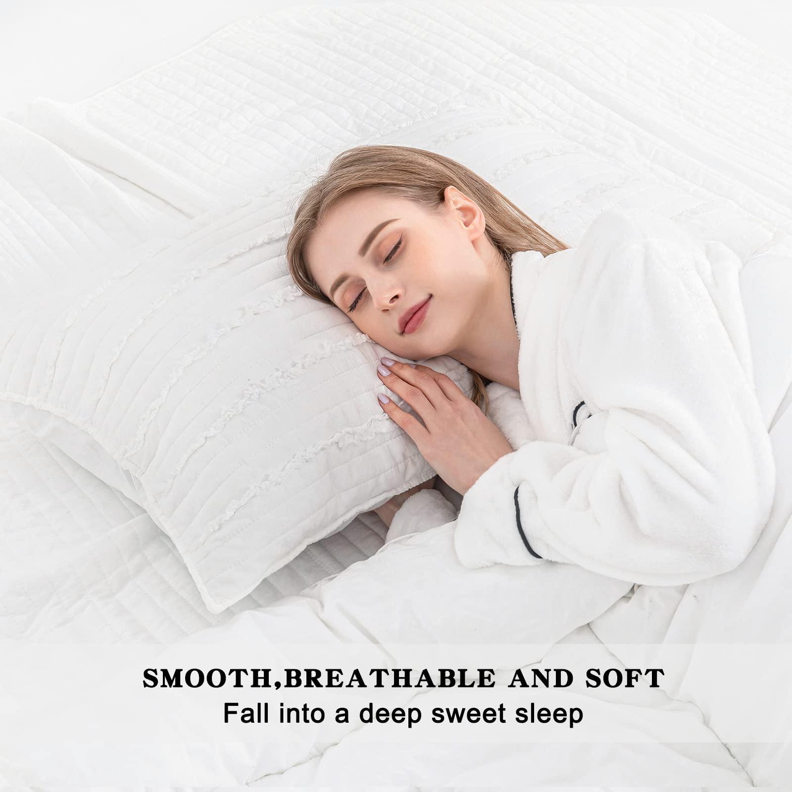 BOSOWOS Standard Size Pillow Shams Set of 2, Ultra Soft Breathable 20 x 26 Inches Pillow Case Envelope Closure, Microfiber Farmhouse Bed Pillowcases for Easy Care, White - Image 8