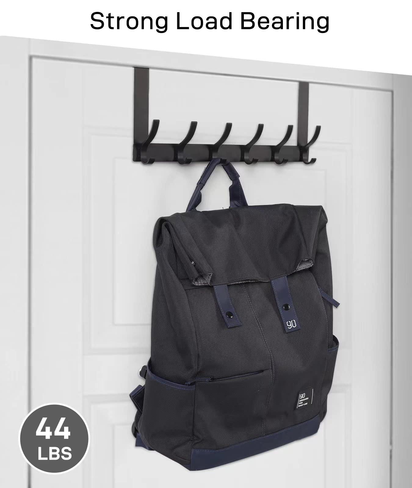 Optish Over The Door Hooks, Door Hanger Hooks for Hanging, Over The Doors Towel Racks for Bathroom with 12 Coat Hook, Coat Rack Dorm Essentials Bathroom Accessories（1 Pack, Black） - Image 5