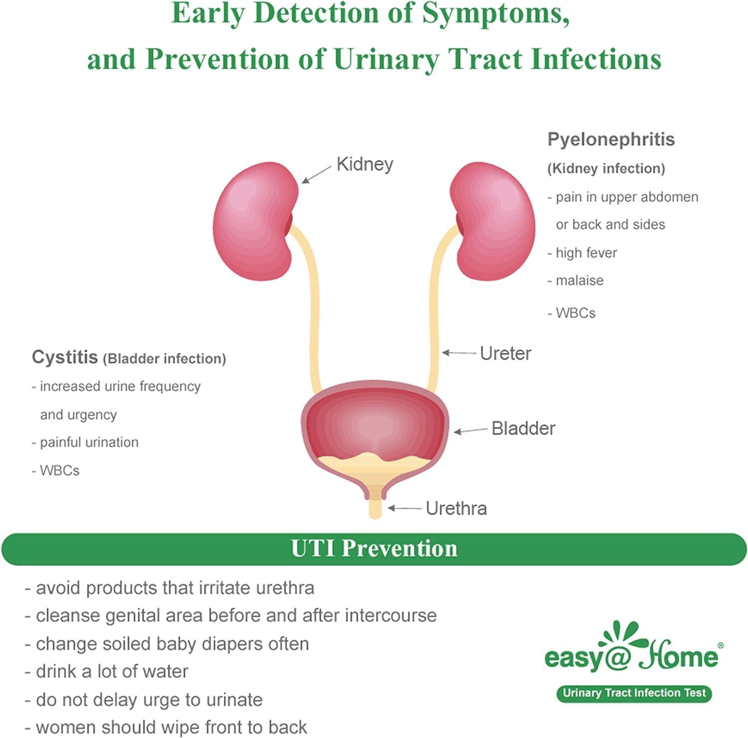 Easy@Home 25 Individual Pouch Urinary Tract Infection Test Strips, UTI Urine Testing Kit for Urinalysis and Detection of Leukocytes and Nitrites (UTIPOUCH-25P) - Image 8