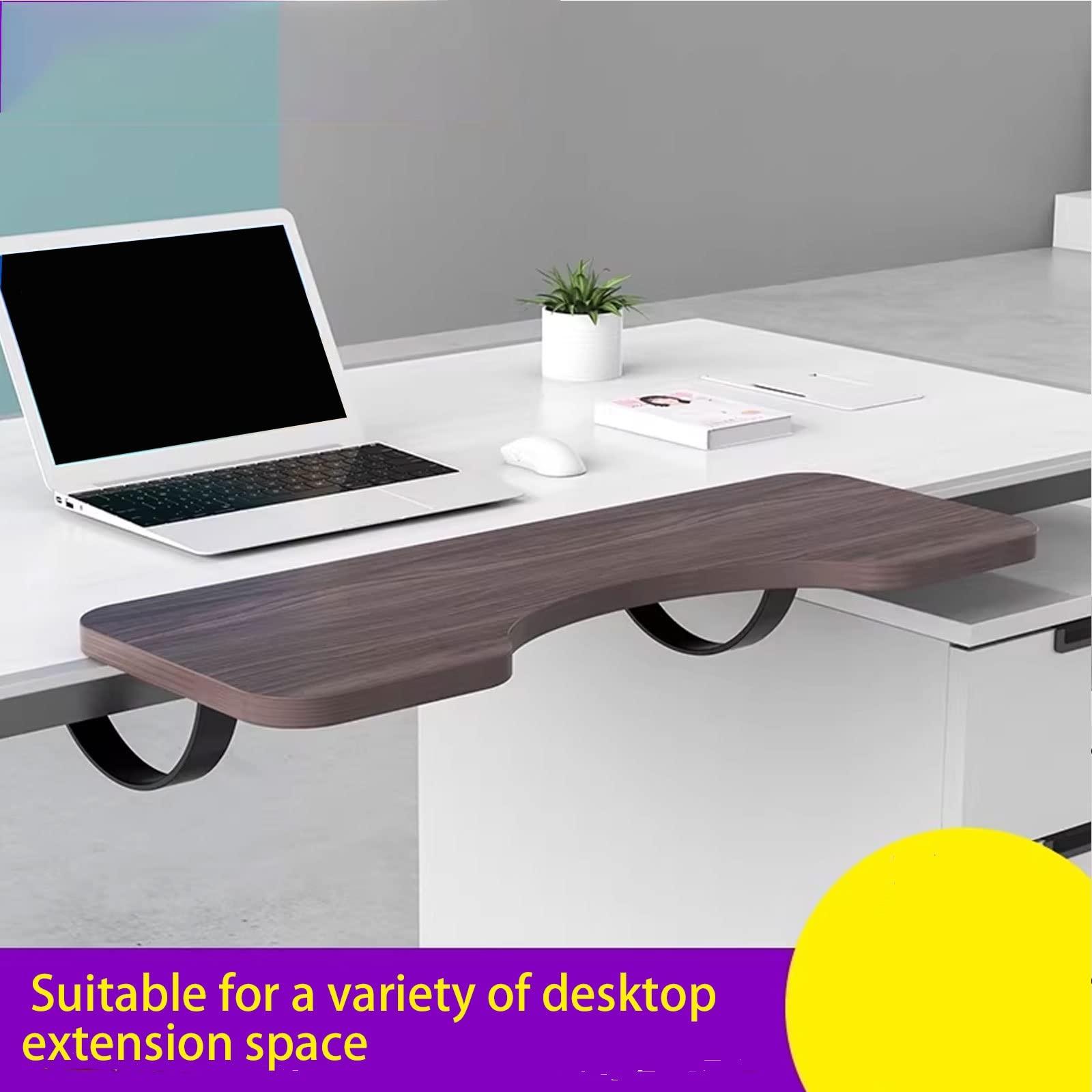 Ergonomic Computer Keyboard Stand for Desk，Extend Desktop Bow Mount Design Steel Bracket，Office Mouse and Keyboard Tray Suitable for Various Desktops(Carbon Fiber Color,55CM_Straight) - Image 6