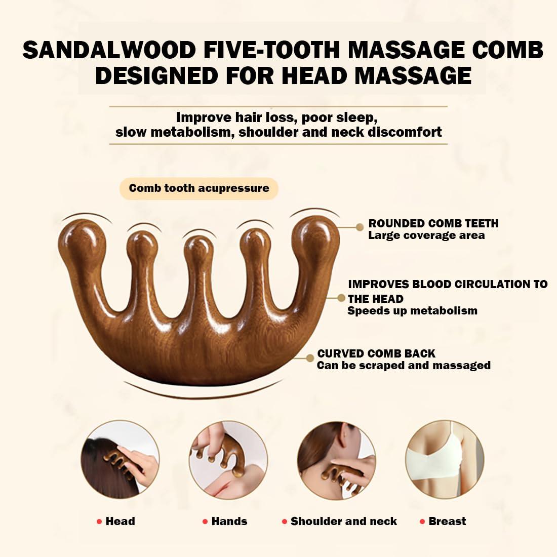 Cureder Wooden Scalp Massager - Handmade 100% Natural Green Sandalwood Wide Tooth Combs - Wood Massage Comb & Sandalwood Comb for Luxurious Hair Care - Image 3