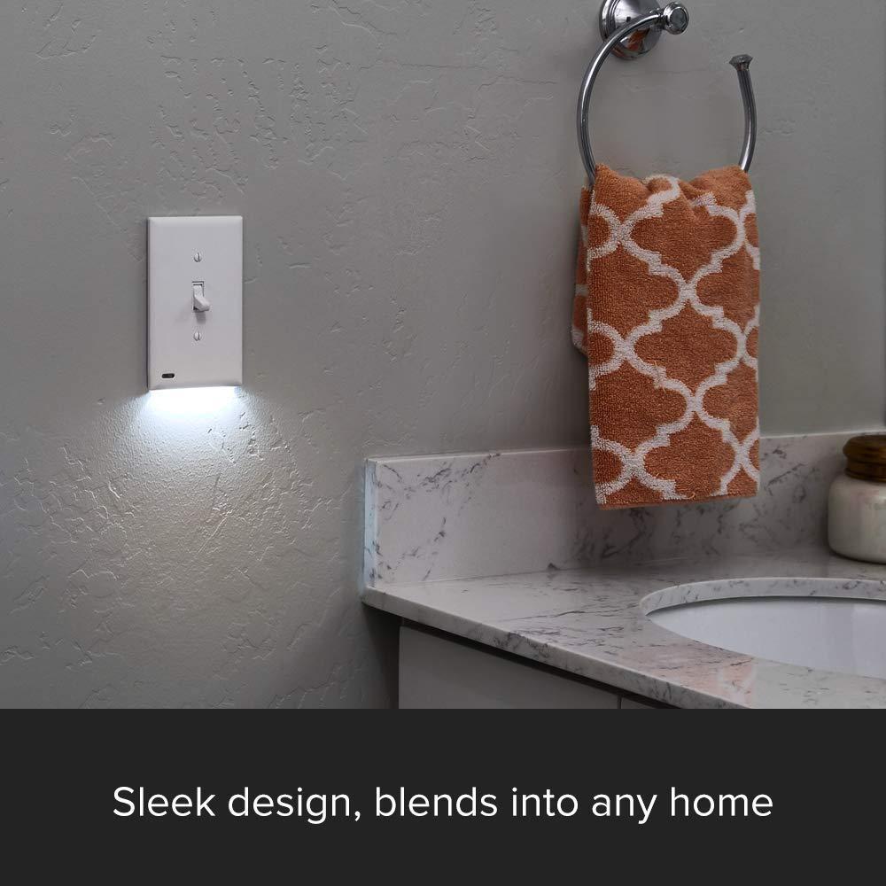 2 Pack - SnapPower SwitchLight - LED Night Light - For Single-Pole Switches - Switch Plate With LED Night Lights - Adjust Brightness - Auto On/Off Sensor - (Toggle, Ivory) - Image 7