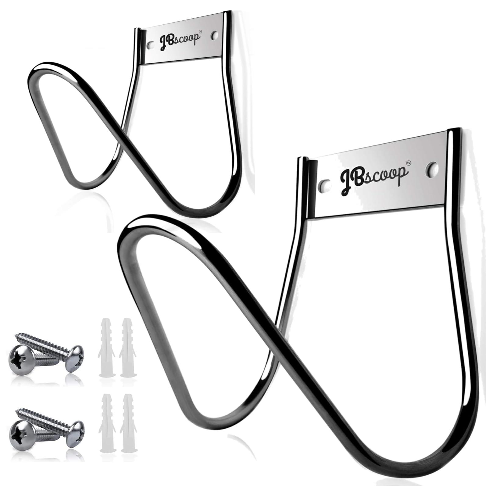 JBscoop Garden Hose Holder Stainless Steel Small Wall Mount Garden Hose Hook, Ideal for Water, Air, Hydraulic Hose, Ropes, Extension Cords Heavy Duty & Rust Proof Set of 2